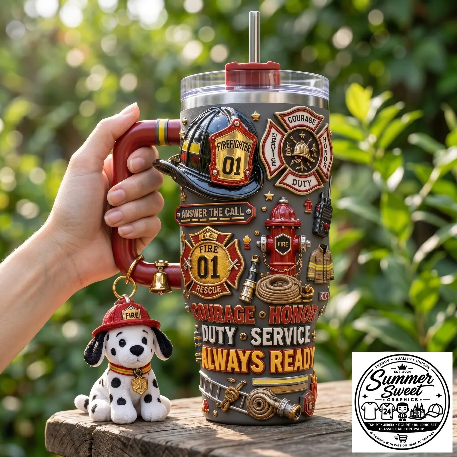 Firefighter Courage Honor Duty Service Always Ready 40oz Tumbler with Handle 5 Firefighter Courage Honor Duty Service Always Ready 40oz Tumbler with Handle
