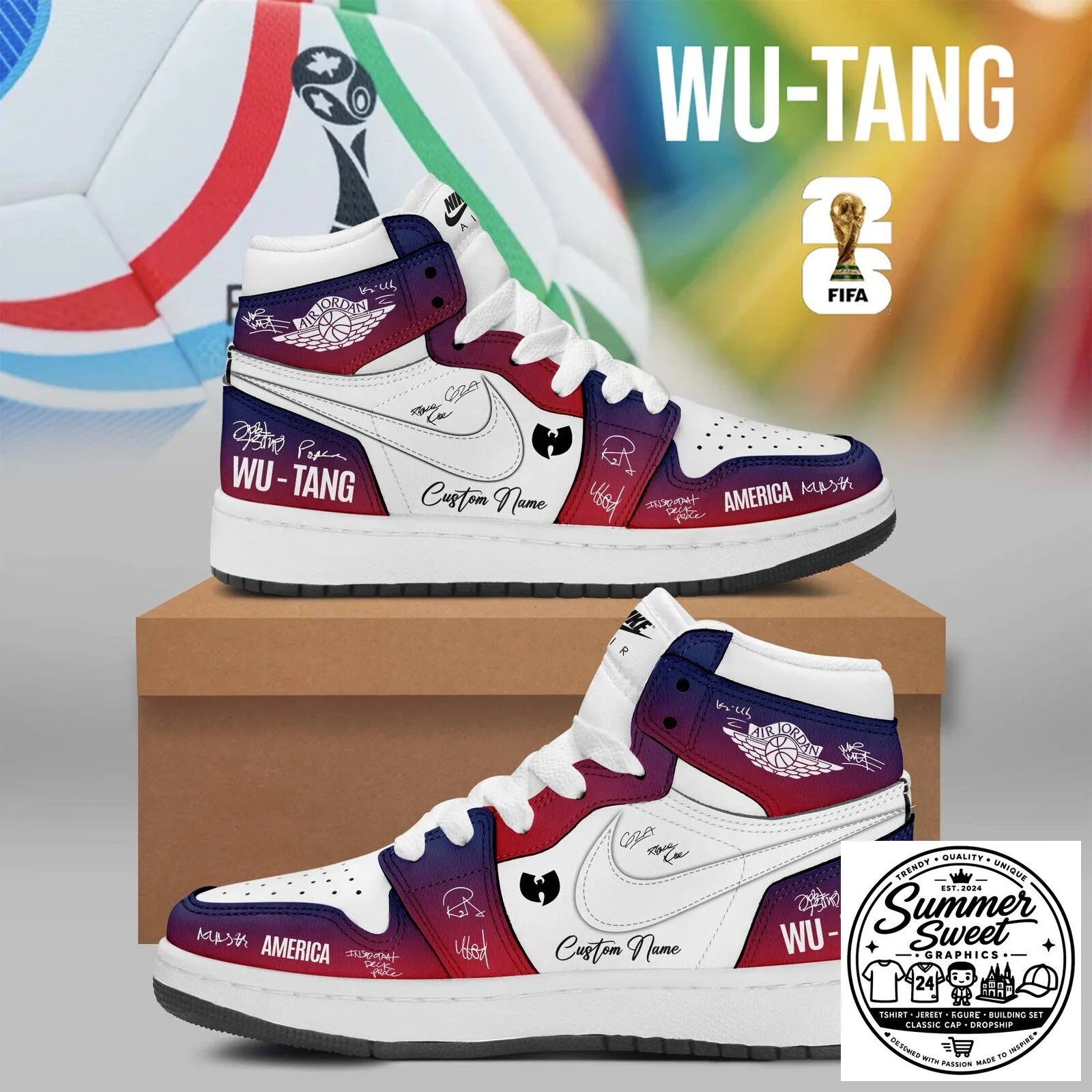 ,,Wu-Tang Clan X World Cup 2026 Global Pride USA Soccer – Limited Signature Shoes 1-1