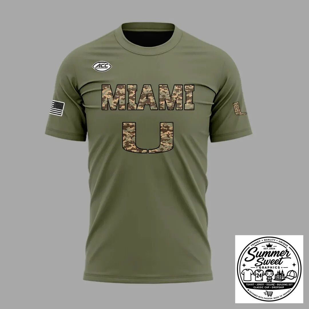 Miami Hurricanes Football Military Appreciation Camouflage T-Shirt 4 Miami Hurricanes Football Military Appreciation Camouflage T-Shirt