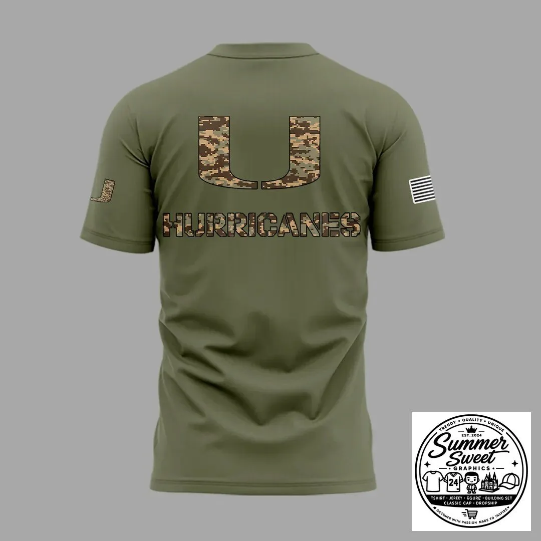 Miami Hurricanes Football Military Appreciation Camouflage T-Shirt 5 Miami Hurricanes Football Military Appreciation Camouflage T-Shirt