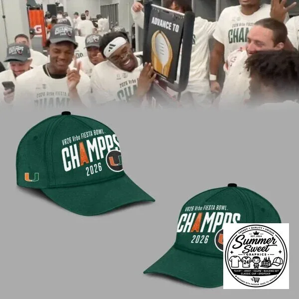 2026 Vrbo Fiesta Bowl Champions T-Shirt for Miami Hurricanes Football Fans 3 2026 Vrbo Fiesta Bowl Champions T-Shirt for Miami Hurricanes Football Fans