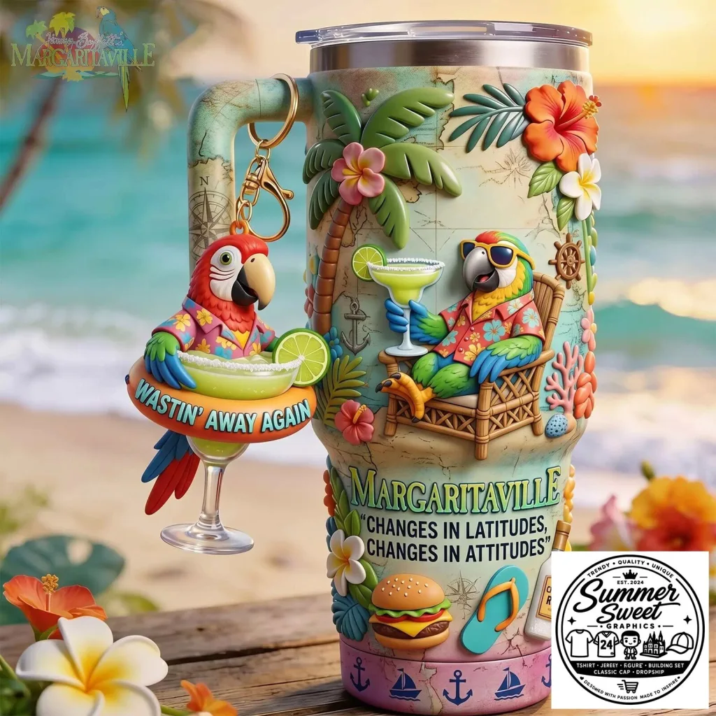 Jimmy Buffett's Margaritaville Wasting Away Again Parrot Tumbler 4 Jimmy Buffett's Margaritaville Wasting Away Again Parrot Tumbler