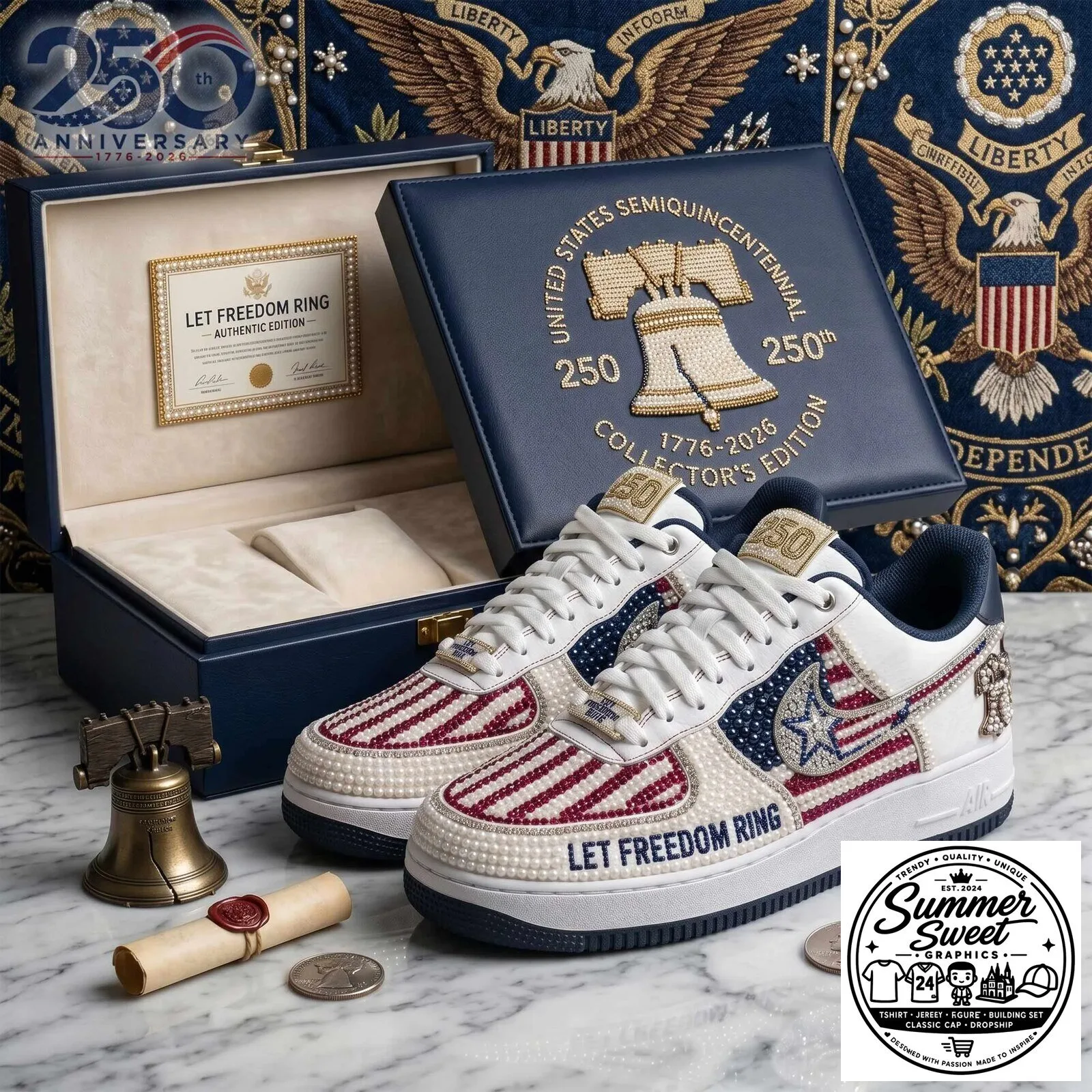 United States Semiquincentennial 250th Anniversary Let Freedom Ring Sneakers