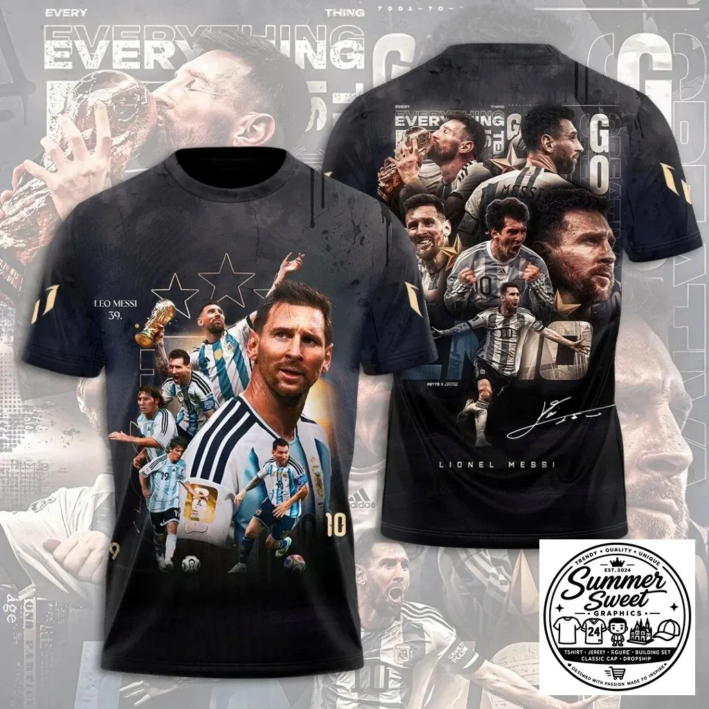 Lionel Messi Argentina National Football Team Black Fan T-Shirt