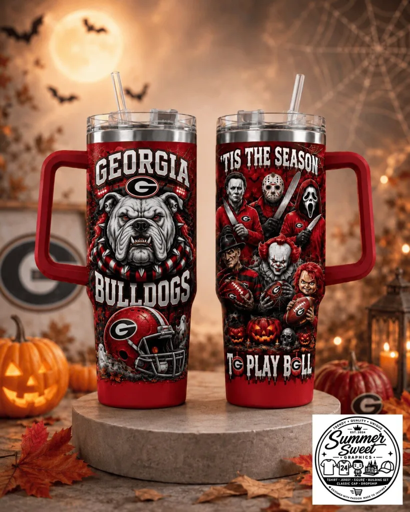 Georgia Bulldogs Halloween Horror Slashers Stainless Steel Tumbler with Handle 6 Georgia Bulldogs Halloween Horror Slashers Stainless Steel Tumbler with Handle