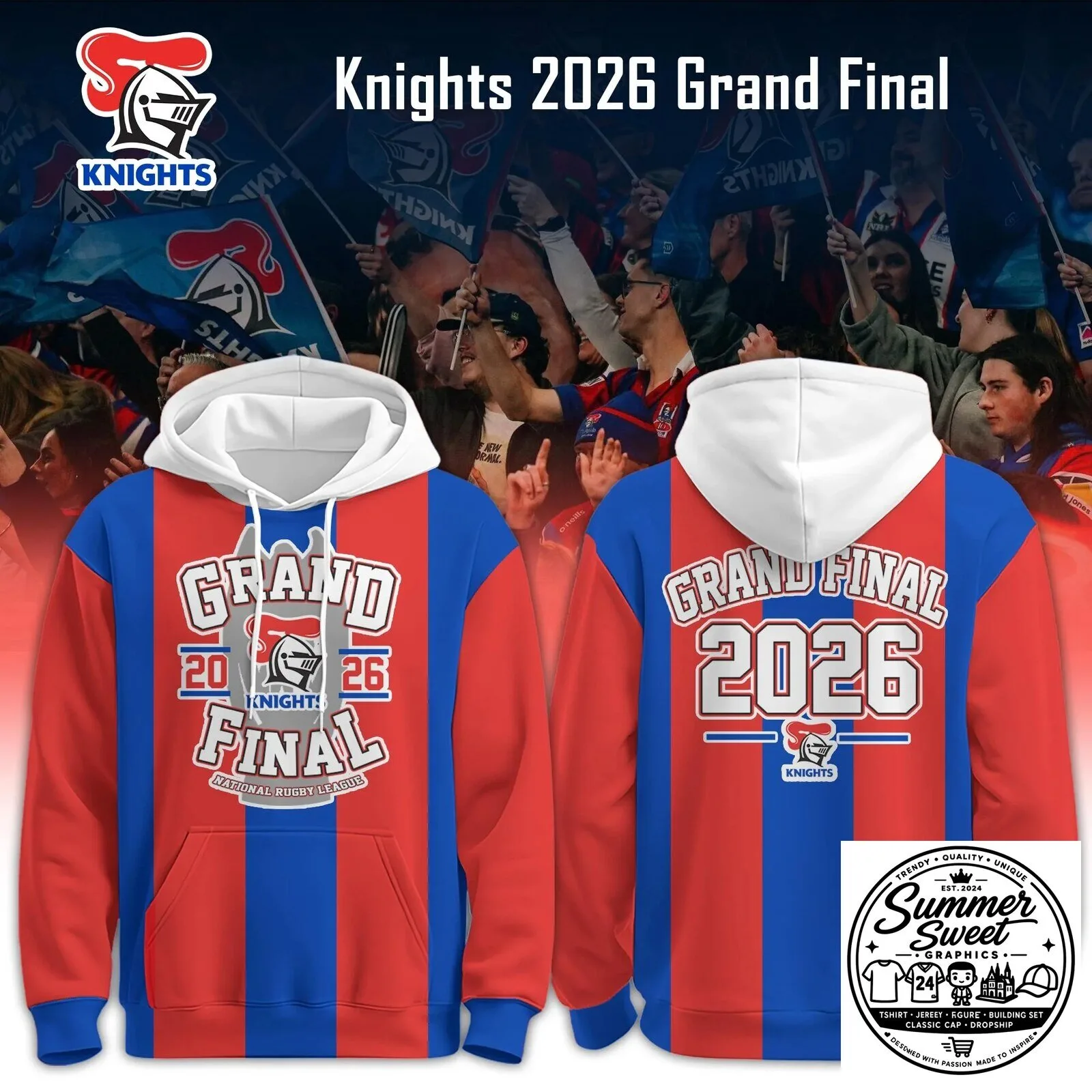 2026 Grand Final Hoodie featuring Newcastle Knights - National Rugby League Apparel