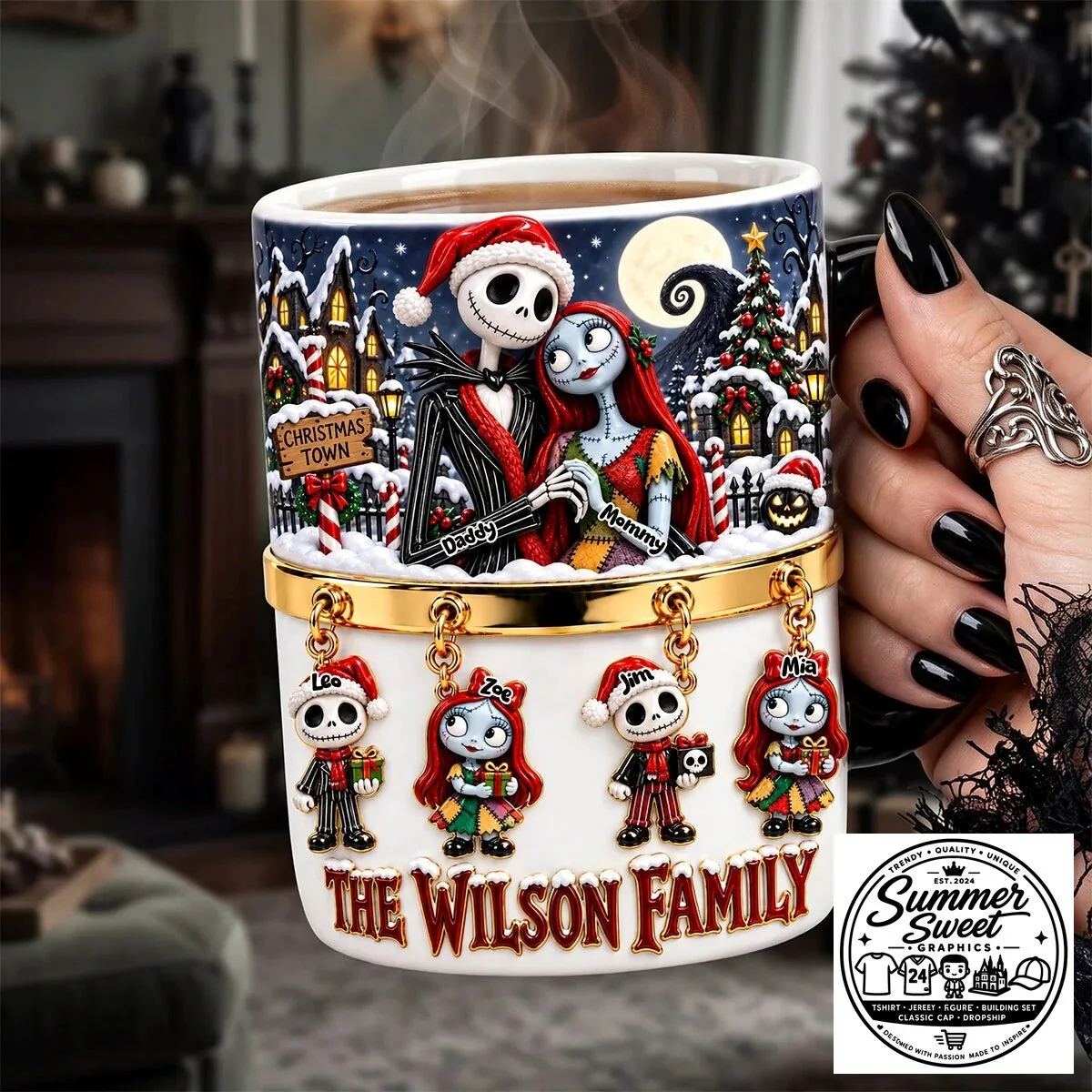 Nightmare Before Christmas Jack and Sally Personalized Family Mug 3 Nightmare Before Christmas Jack and Sally Personalized Family Mug