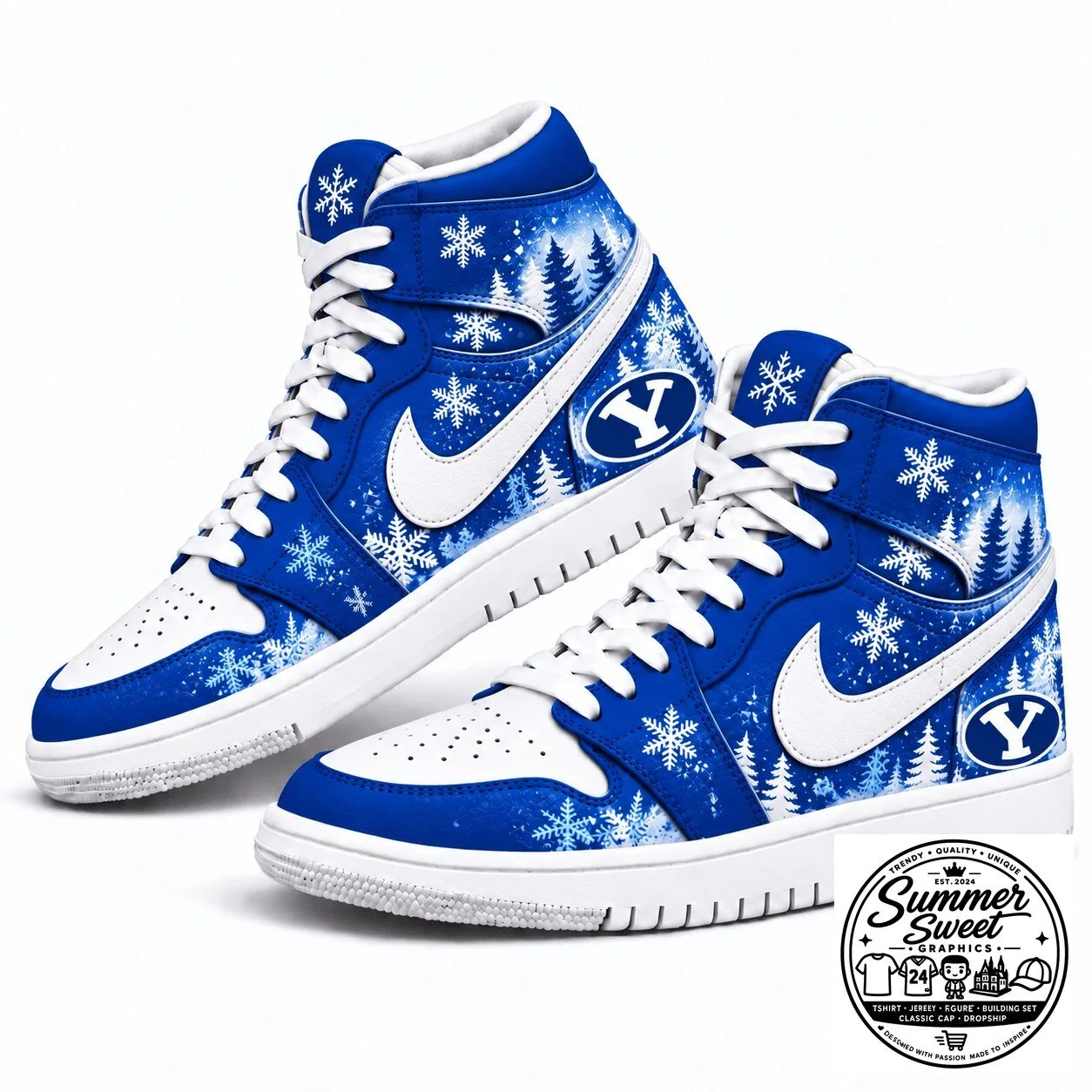 Brigham Young University Cougars Winter Snowflakes High-Top Shoes