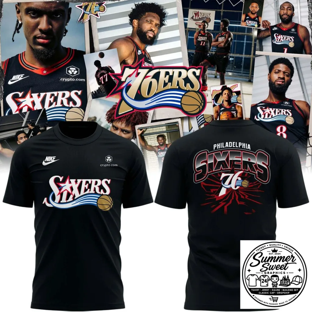Philadelphia 76ers Black 2025-26 Uniform Fan T-Shirt