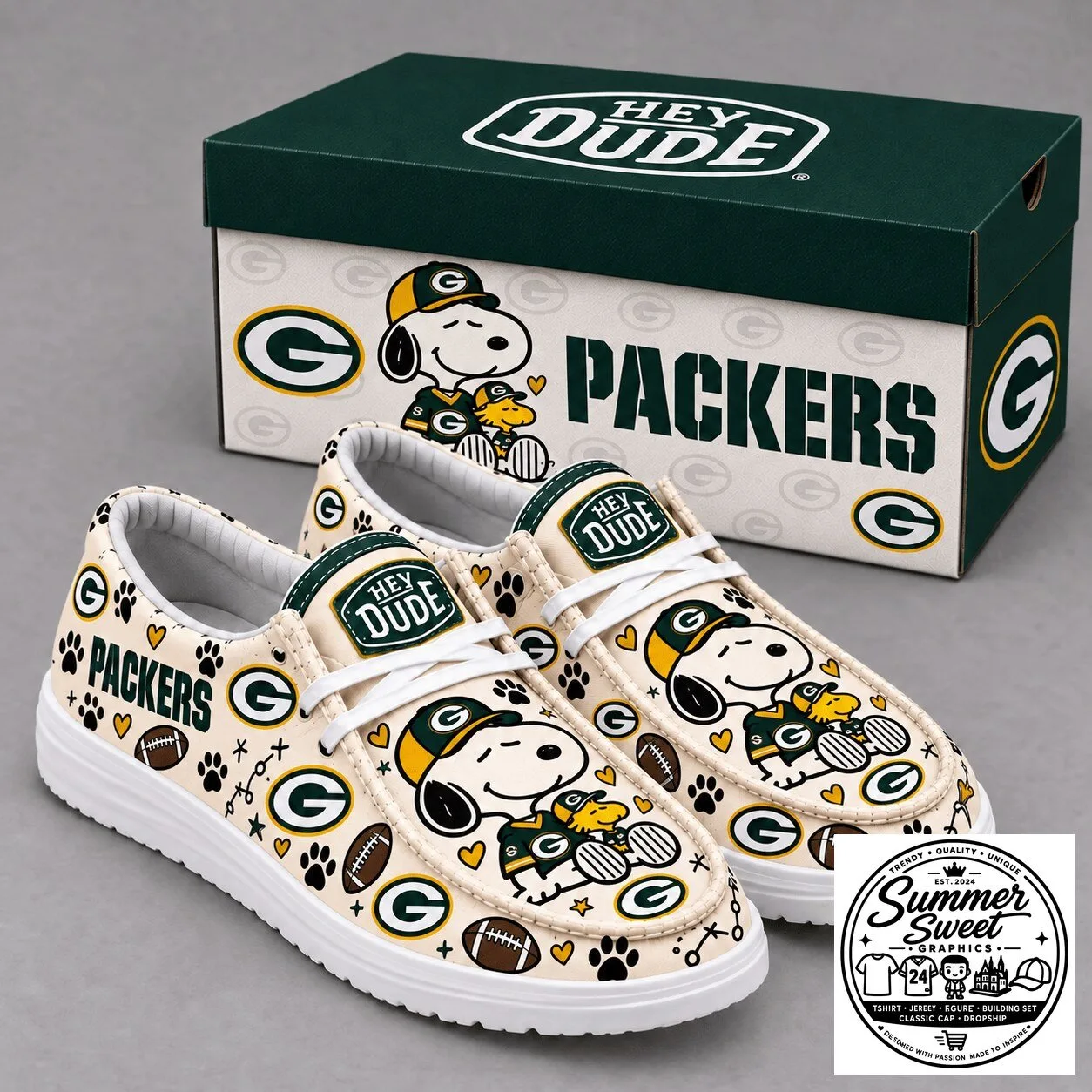 Green Bay Packers Snoopy Football Team Fan Shoes
