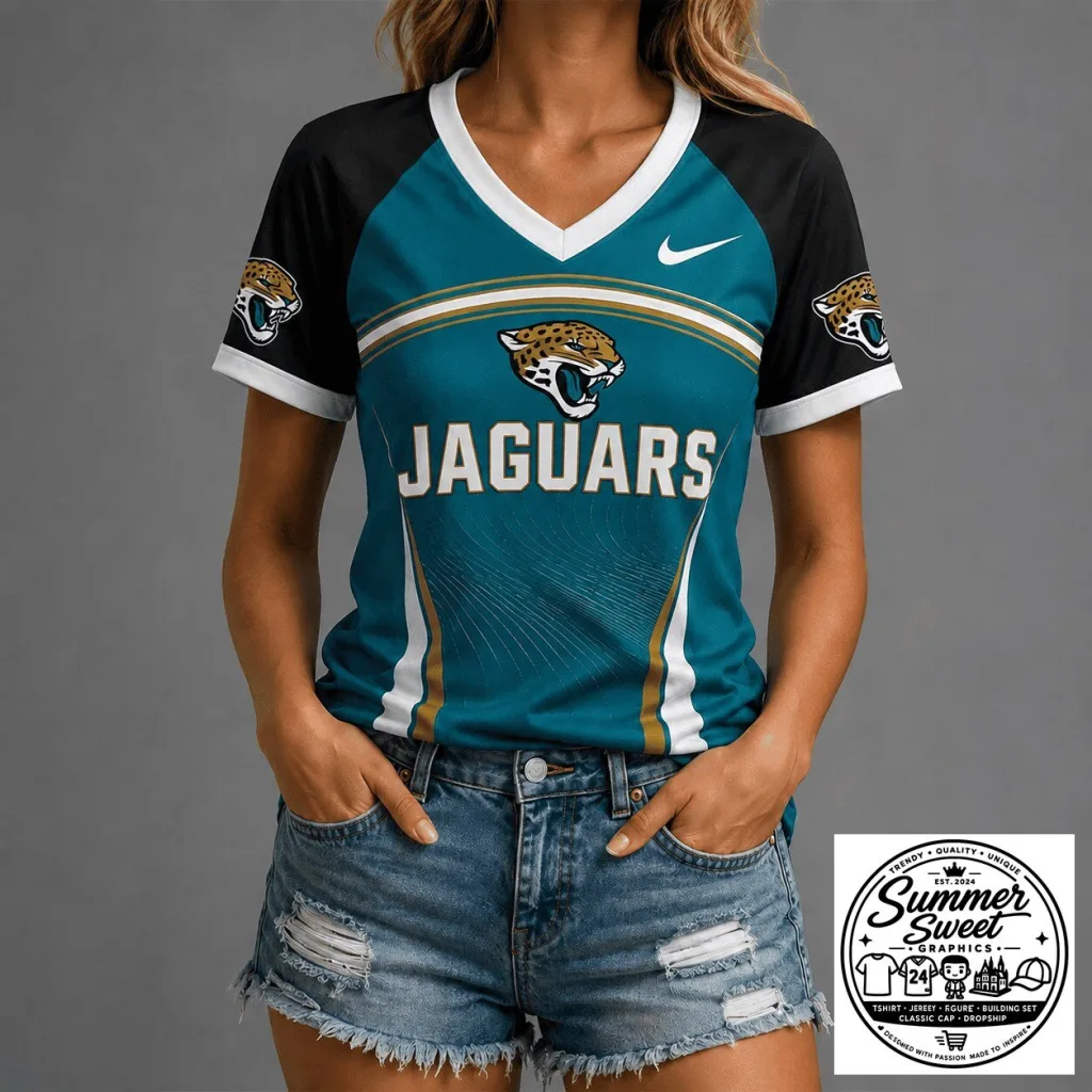 Jacksonville Jaguars NFL Victory Wave V-Neck Short Sleeve T-Shirt Jacksonville Jaguars NFL Victory Wave V-Neck Short Sleeve T-Shirt