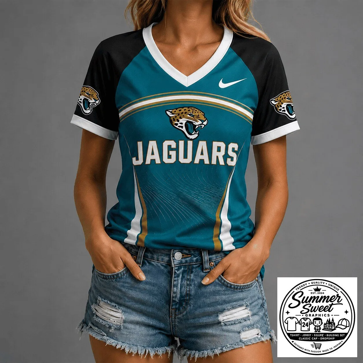 Jacksonville Jaguars NFL Victory Wave V-Neck Short Sleeve T-Shirt