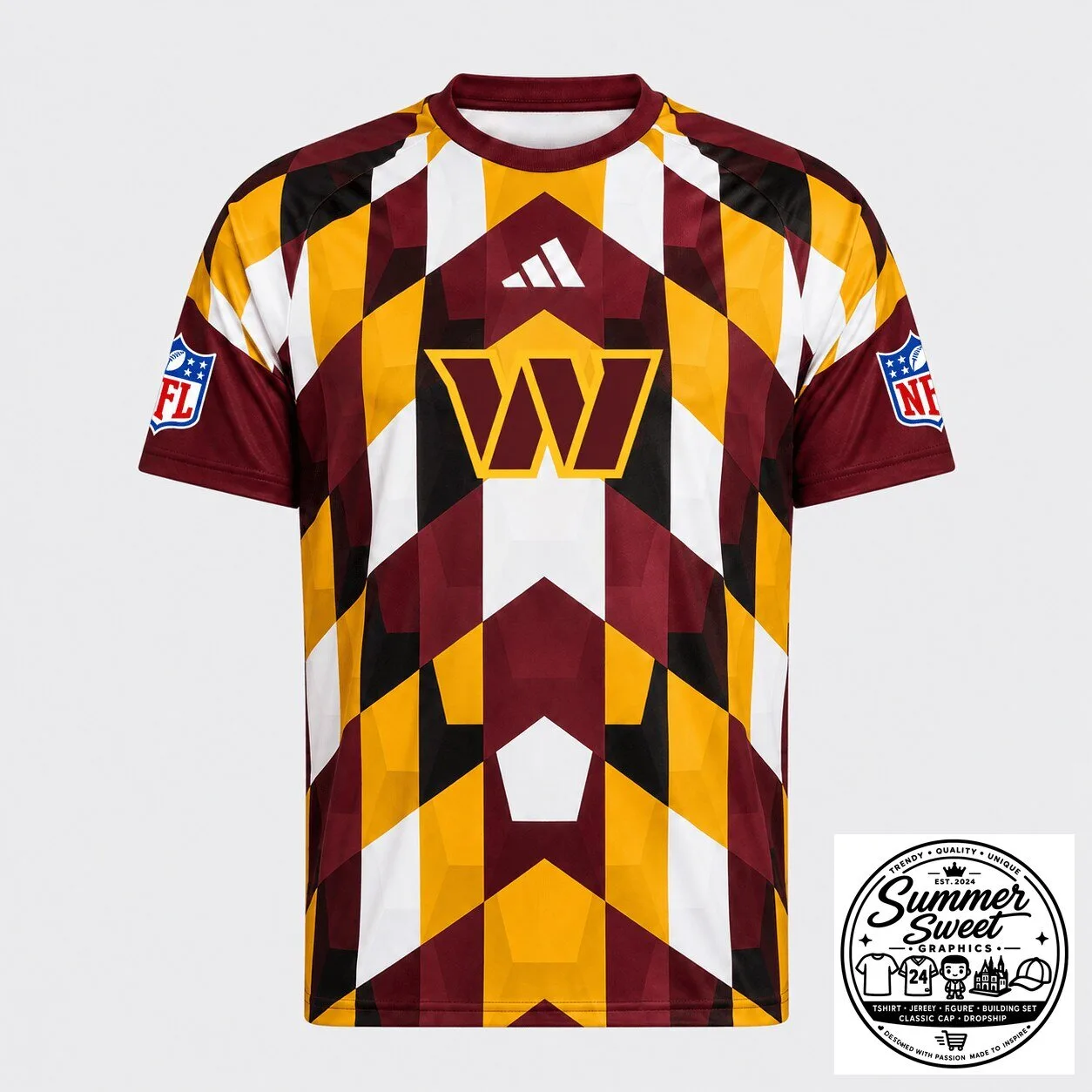 Washington Commanders NFL Fan Shirt Geometric Performance Football Jersey