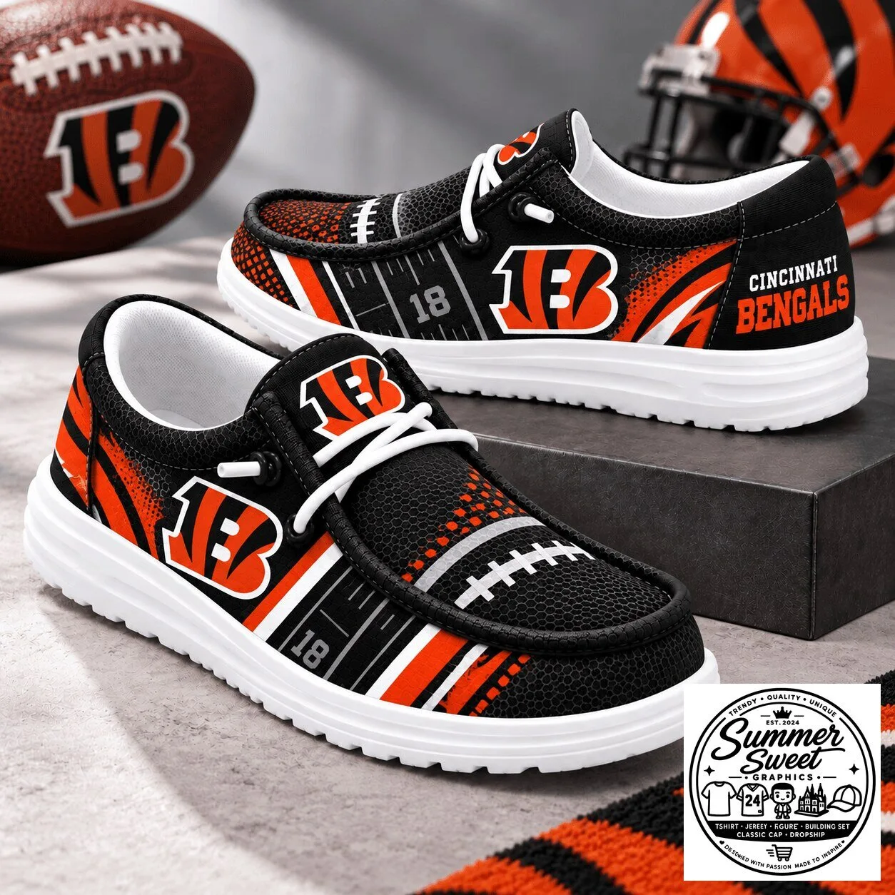 Cincinnati Bengals Football Team Logo Design Comfortable Slip-On Shoes