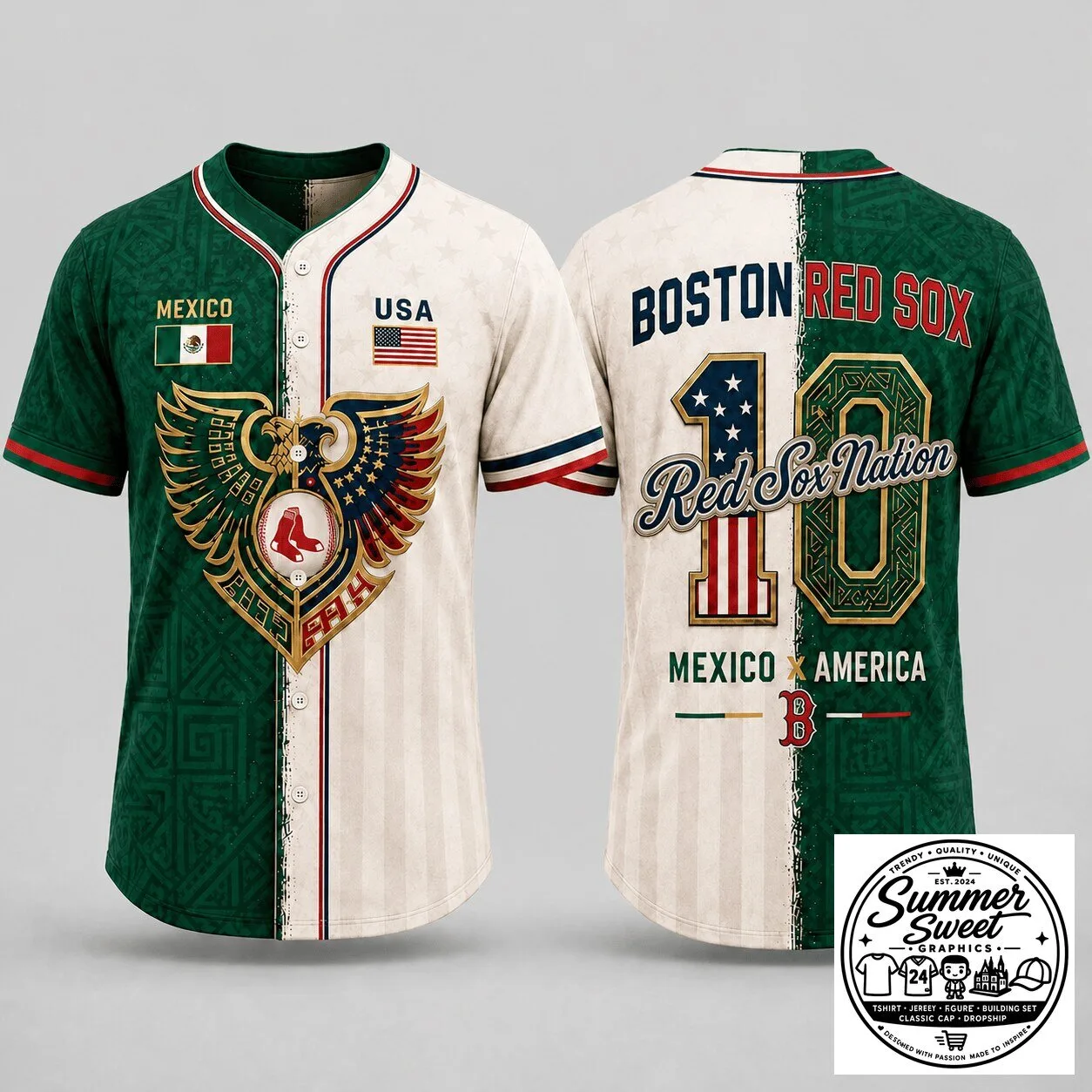 Boston Red Sox Baseball Mexico America Dual Heritage Baseball Jersey