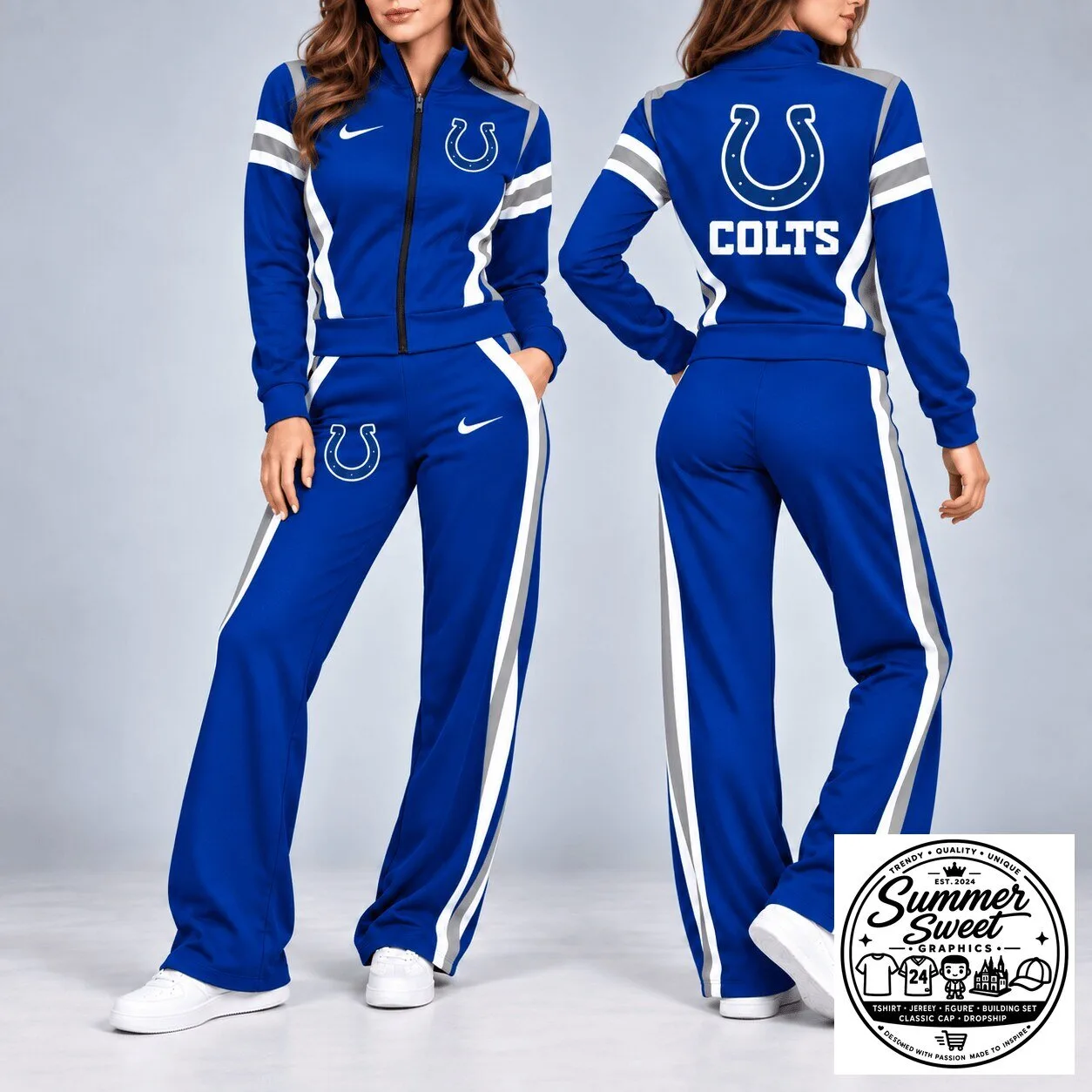 Indianapolis Colts Women's Royal Blue Track Jacket and Pants Set