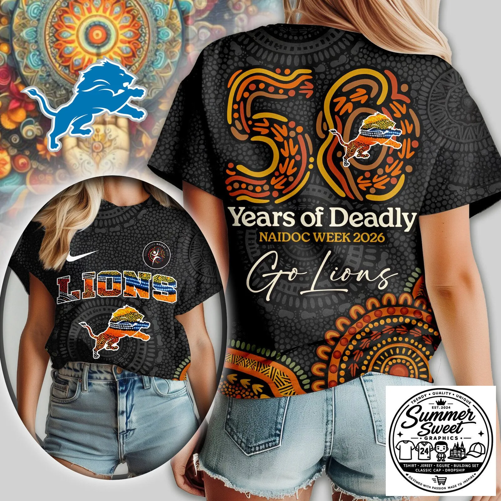 Detroit Lions NFL Week 3 Shirt, 50 Years of Deadly NAIDOC Week 2026 T-Shirt