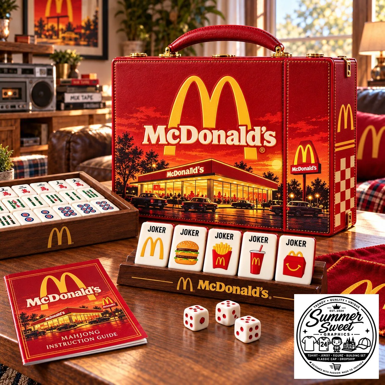 McDonald's Mahjong Game Set with Instruction Guide and Carrying Case