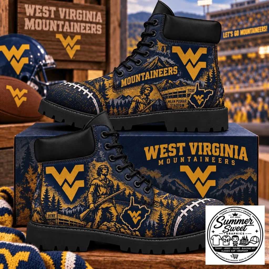 West Virginia Mountaineers Football Fan High-Top Boots West Virginia Mountaineers Football Fan High-Top Boots
