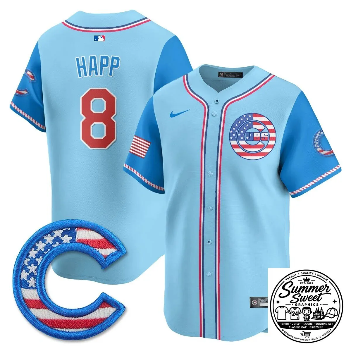 Fourth of July Chicago Cubs Ian Happ Baseball Jersey