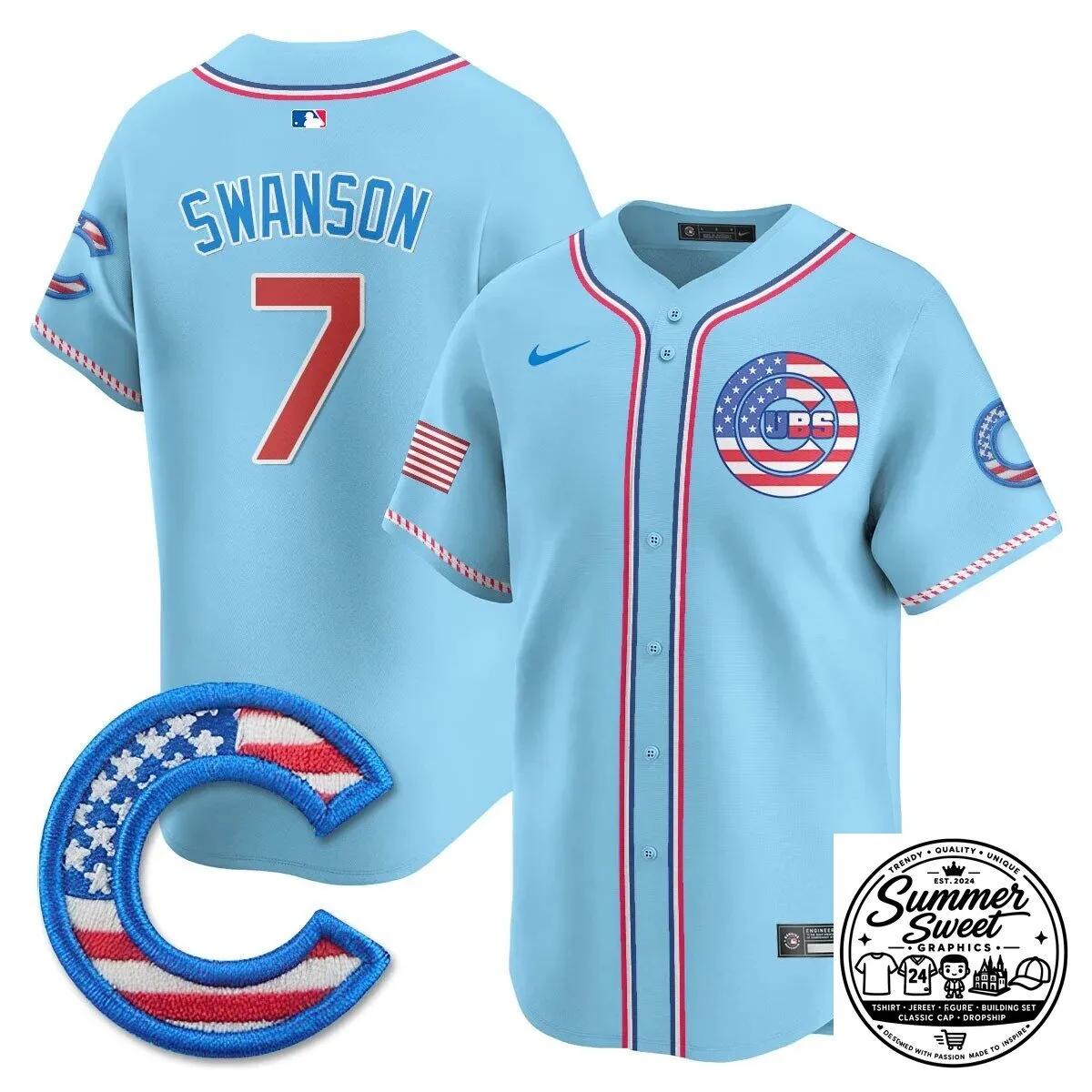 Fourth of July Chicago Cubs Ian Happ Baseball Jersey 45 Fourth of July Chicago Cubs Ian Happ Baseball Jersey