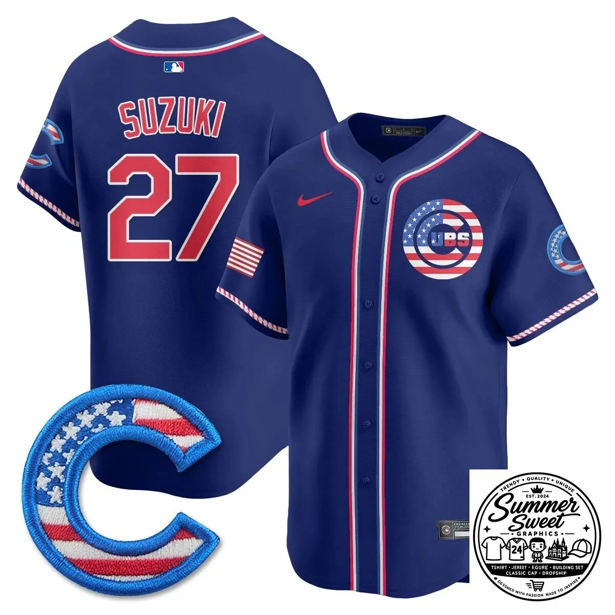 Fourth of July Chicago Cubs Ian Happ Baseball Jersey 54 Fourth of July Chicago Cubs Ian Happ Baseball Jersey