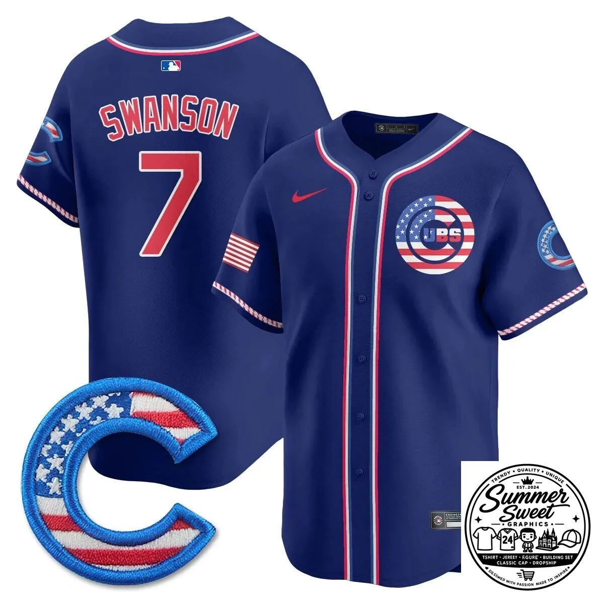 Fourth of July Chicago Cubs Ian Happ Baseball Jersey 55 Fourth of July Chicago Cubs Ian Happ Baseball Jersey
