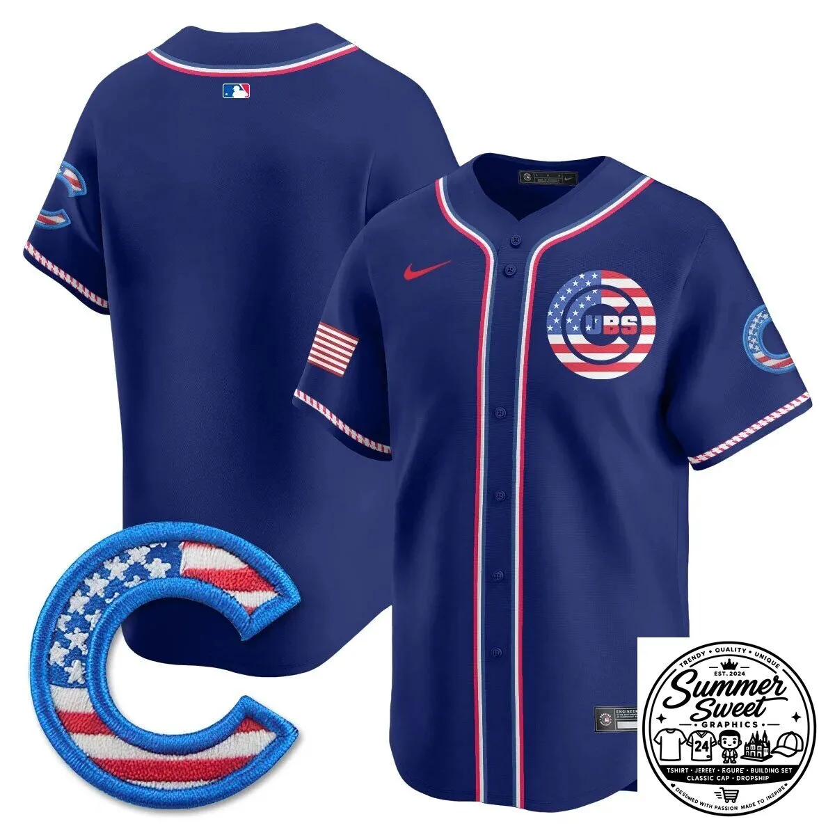 Fourth of July Chicago Cubs Ian Happ Baseball Jersey 56 Fourth of July Chicago Cubs Ian Happ Baseball Jersey
