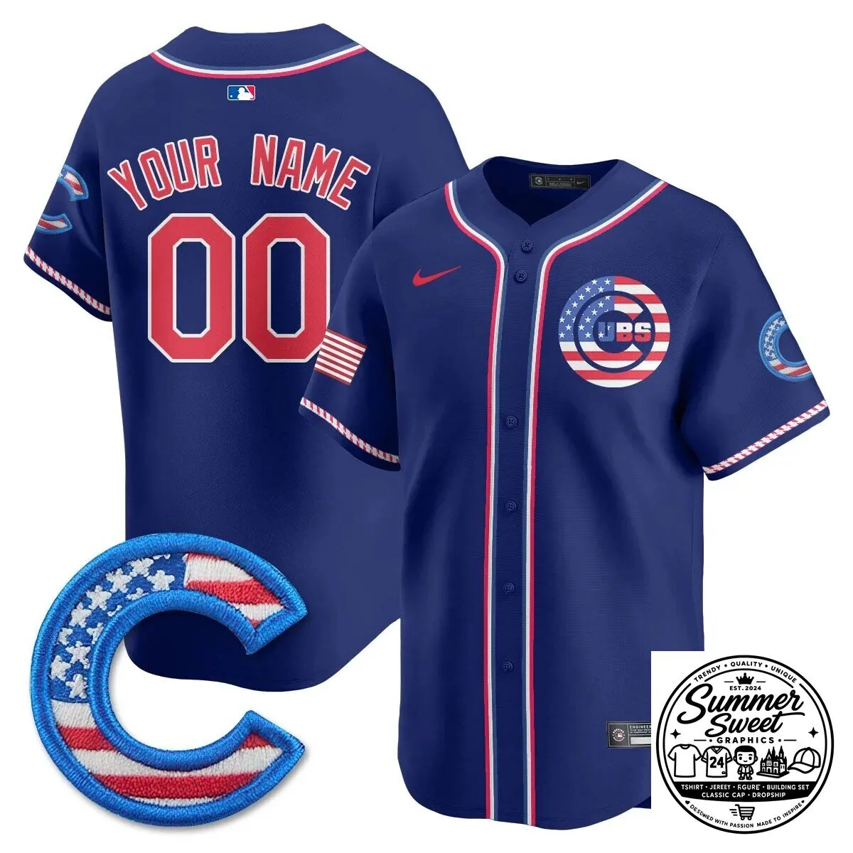 Fourth of July Chicago Cubs Ian Happ Baseball Jersey 58 Fourth of July Chicago Cubs Ian Happ Baseball Jersey