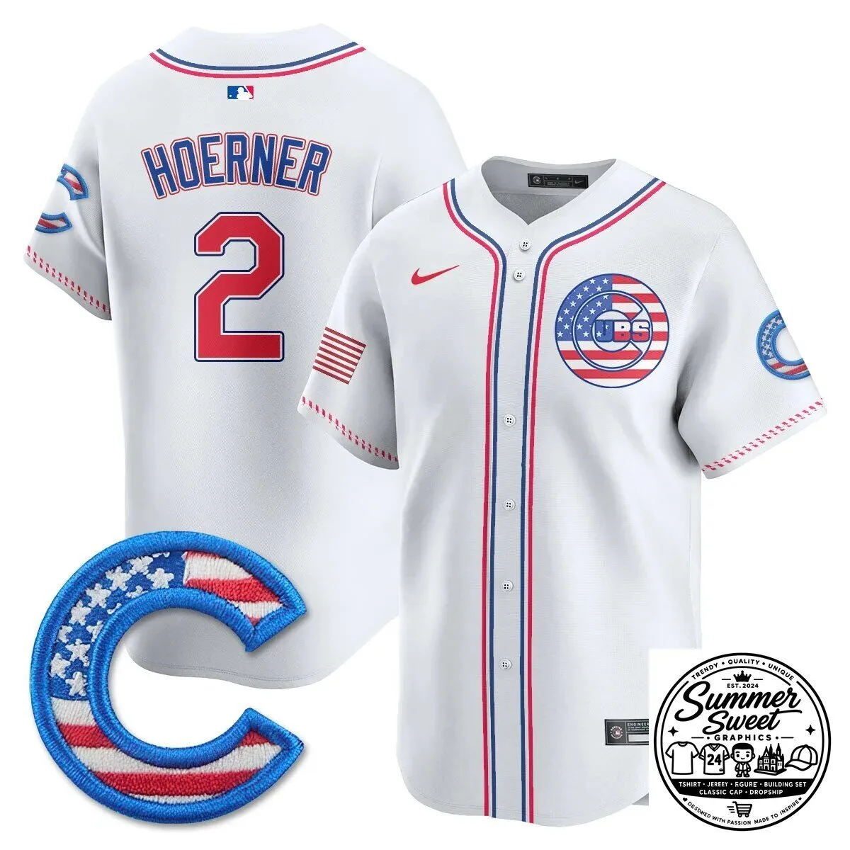 Fourth of July Chicago Cubs Ian Happ Baseball Jersey 60 Fourth of July Chicago Cubs Ian Happ Baseball Jersey