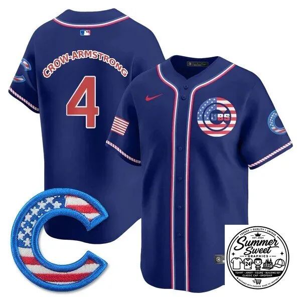 Fourth of July Chicago Cubs Ian Happ Baseball Jersey 68 Fourth of July Chicago Cubs Ian Happ Baseball Jersey