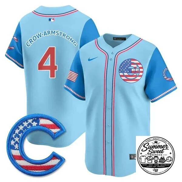 Fourth of July Chicago Cubs Ian Happ Baseball Jersey 70 Fourth of July Chicago Cubs Ian Happ Baseball Jersey