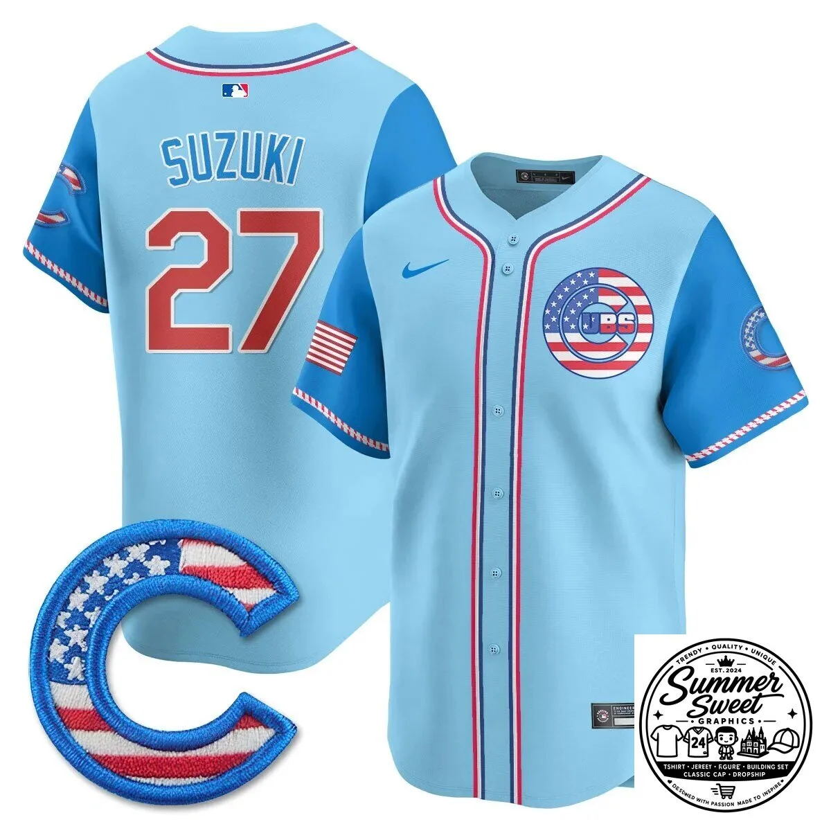 Fourth of July Chicago Cubs Ian Happ Baseball Jersey 73 Fourth of July Chicago Cubs Ian Happ Baseball Jersey