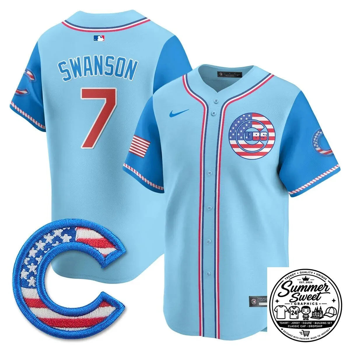 Fourth of July Chicago Cubs Ian Happ Baseball Jersey 74 Fourth of July Chicago Cubs Ian Happ Baseball Jersey