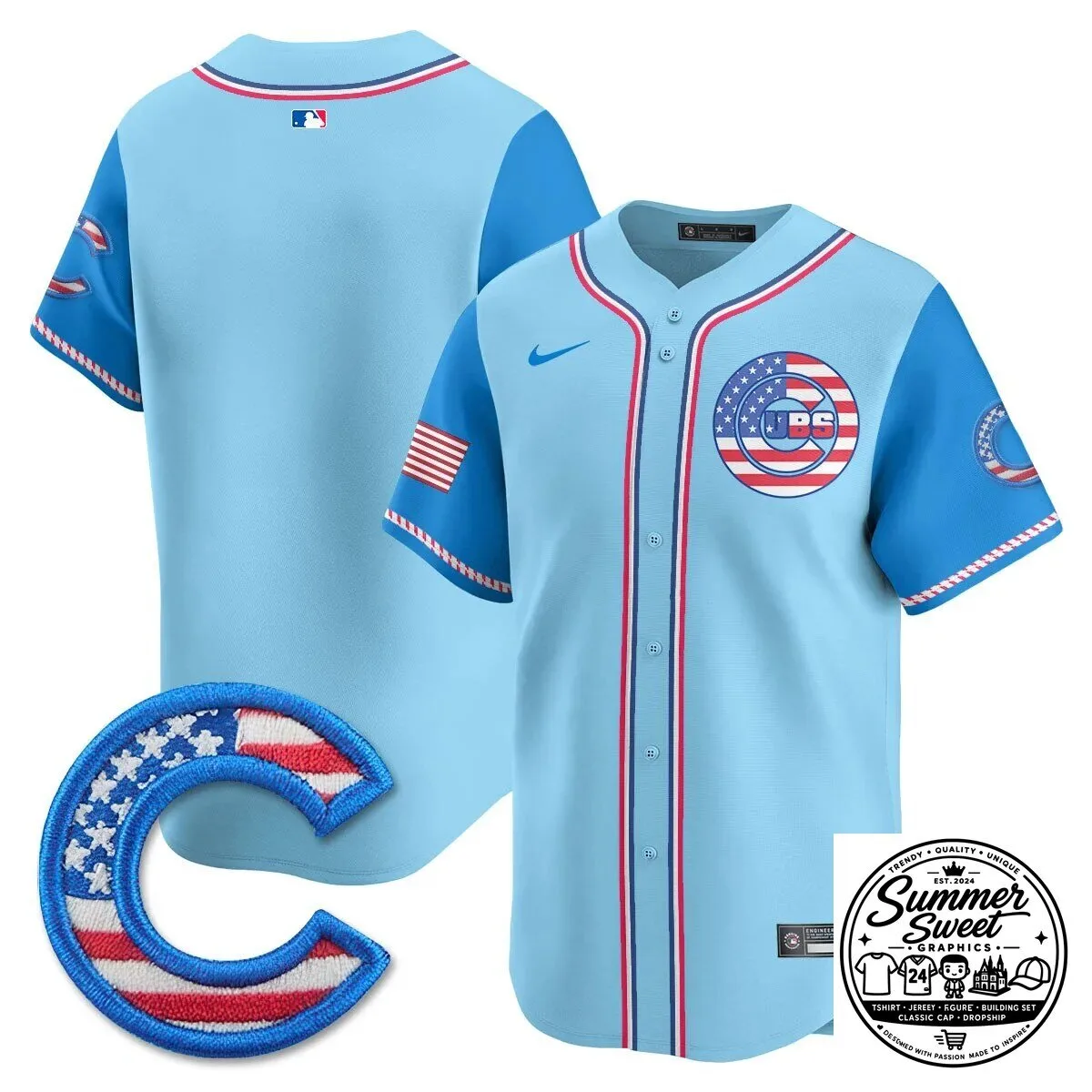 Fourth of July Chicago Cubs Ian Happ Baseball Jersey 75 Fourth of July Chicago Cubs Ian Happ Baseball Jersey
