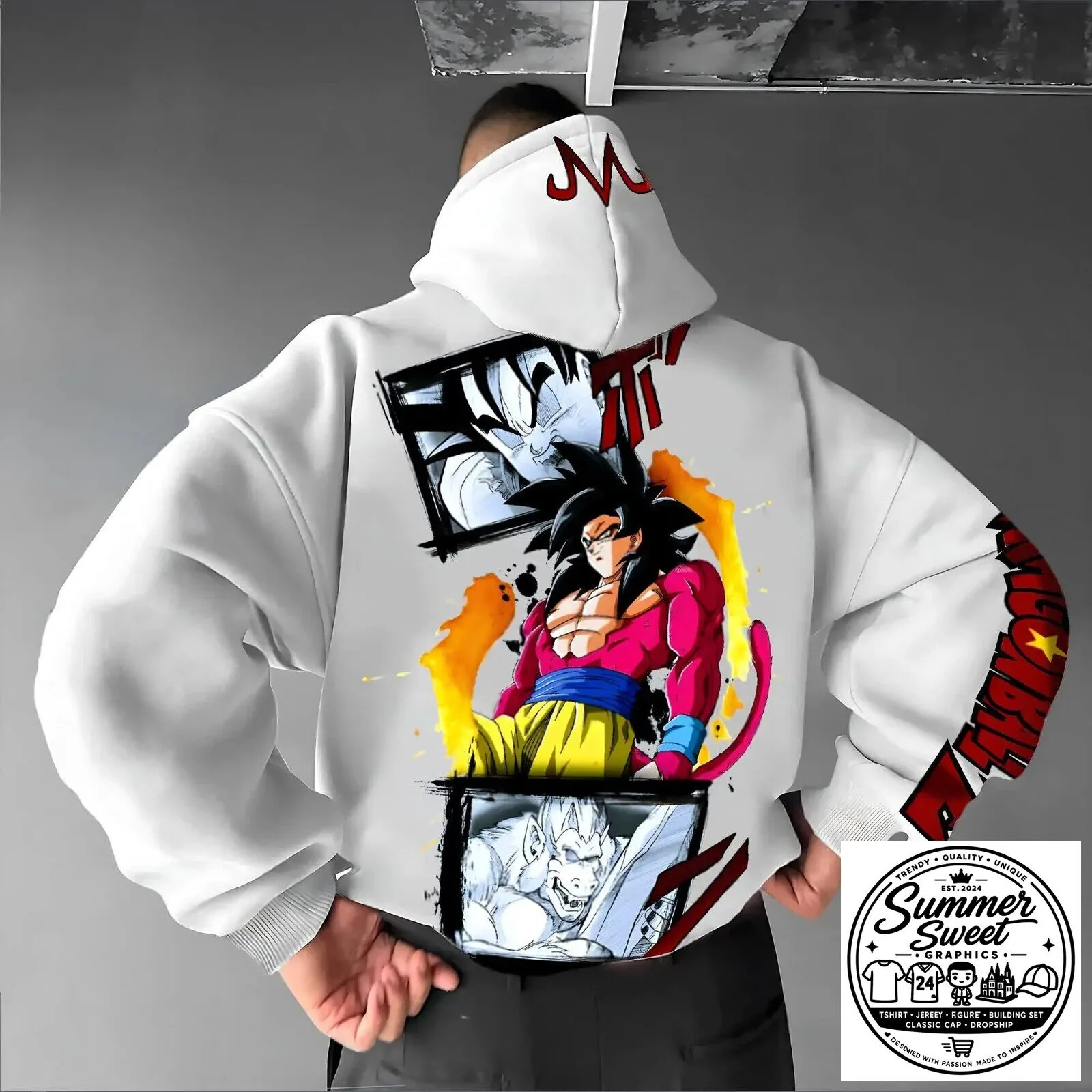 Dragon Ball Z Super Saiyan 4 Goku Anime Manga Graphic Hoodie