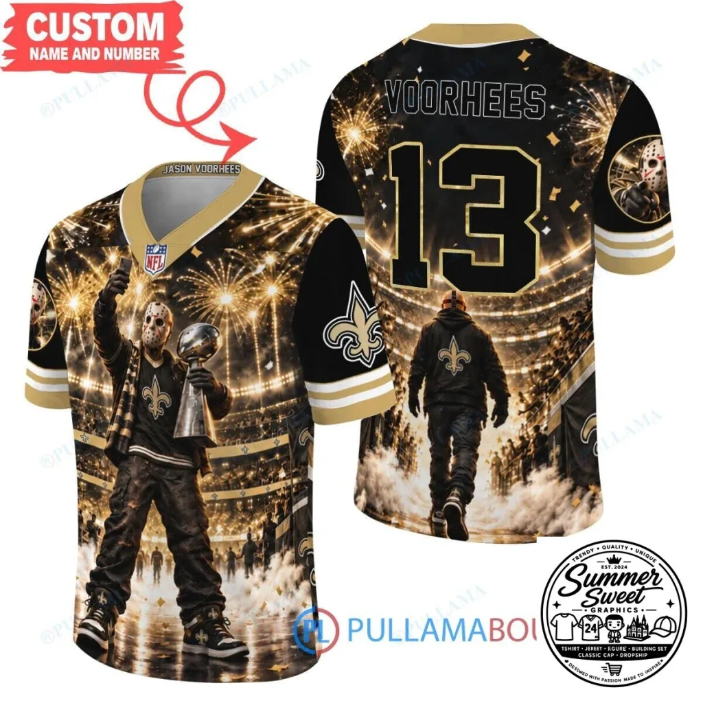 New Orleans Saints Jason Voorhees Halloween Football Jersey New Orleans Saints Jason Voorhees Halloween Football Jersey