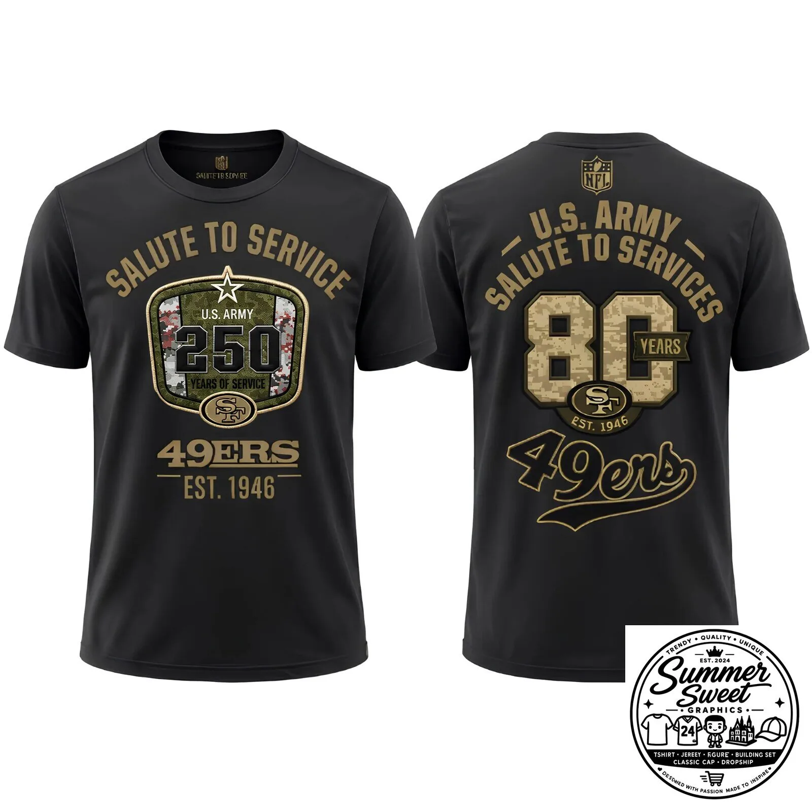 San Francisco 49ers Salute To Service 250 Years United States Army T-Shirt 11 San Francisco 49ers Salute To Service 250 Years United States Army T-Shirt