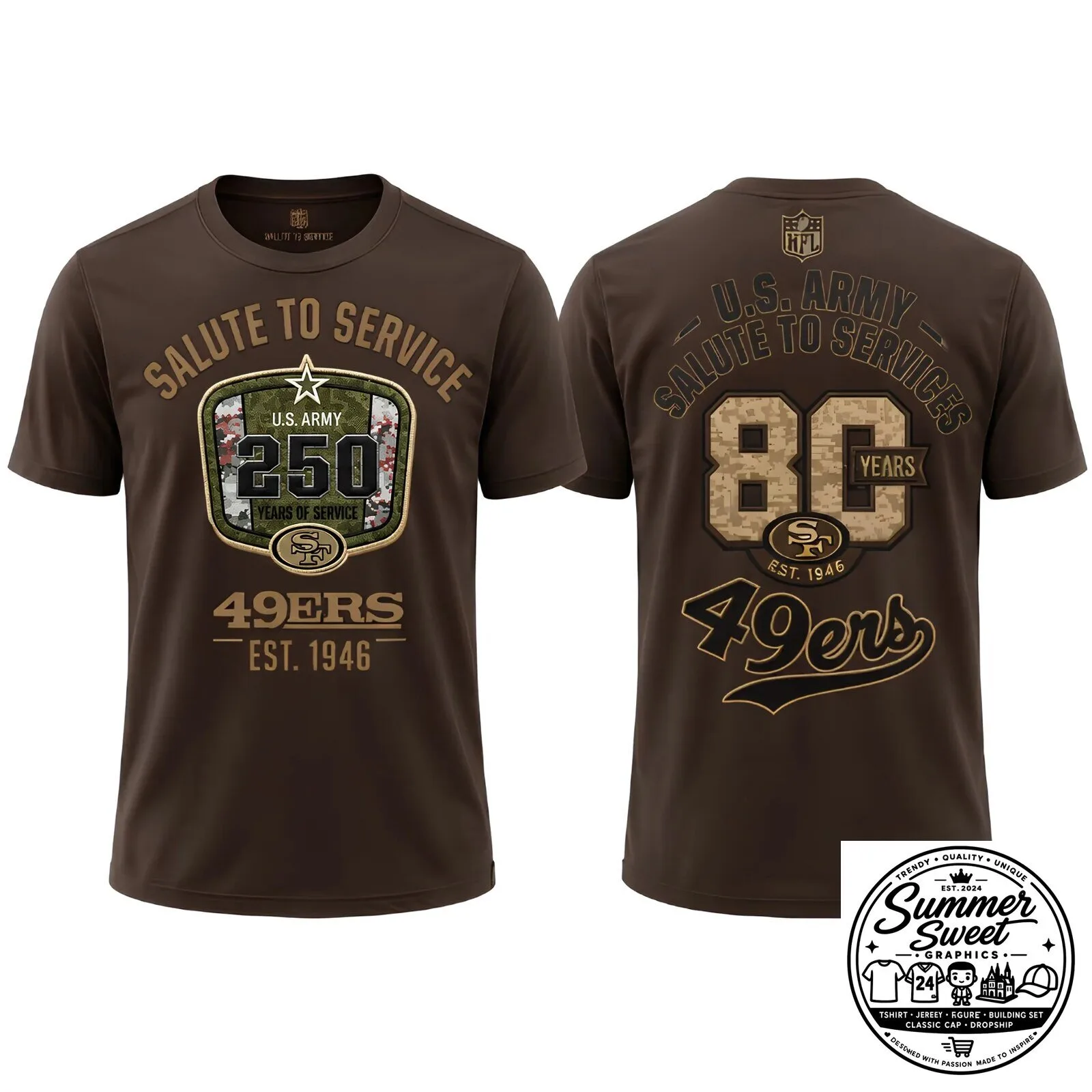 San Francisco 49ers Salute To Service 250 Years United States Army T-Shirt 17 San Francisco 49ers Salute To Service 250 Years United States Army T-Shirt