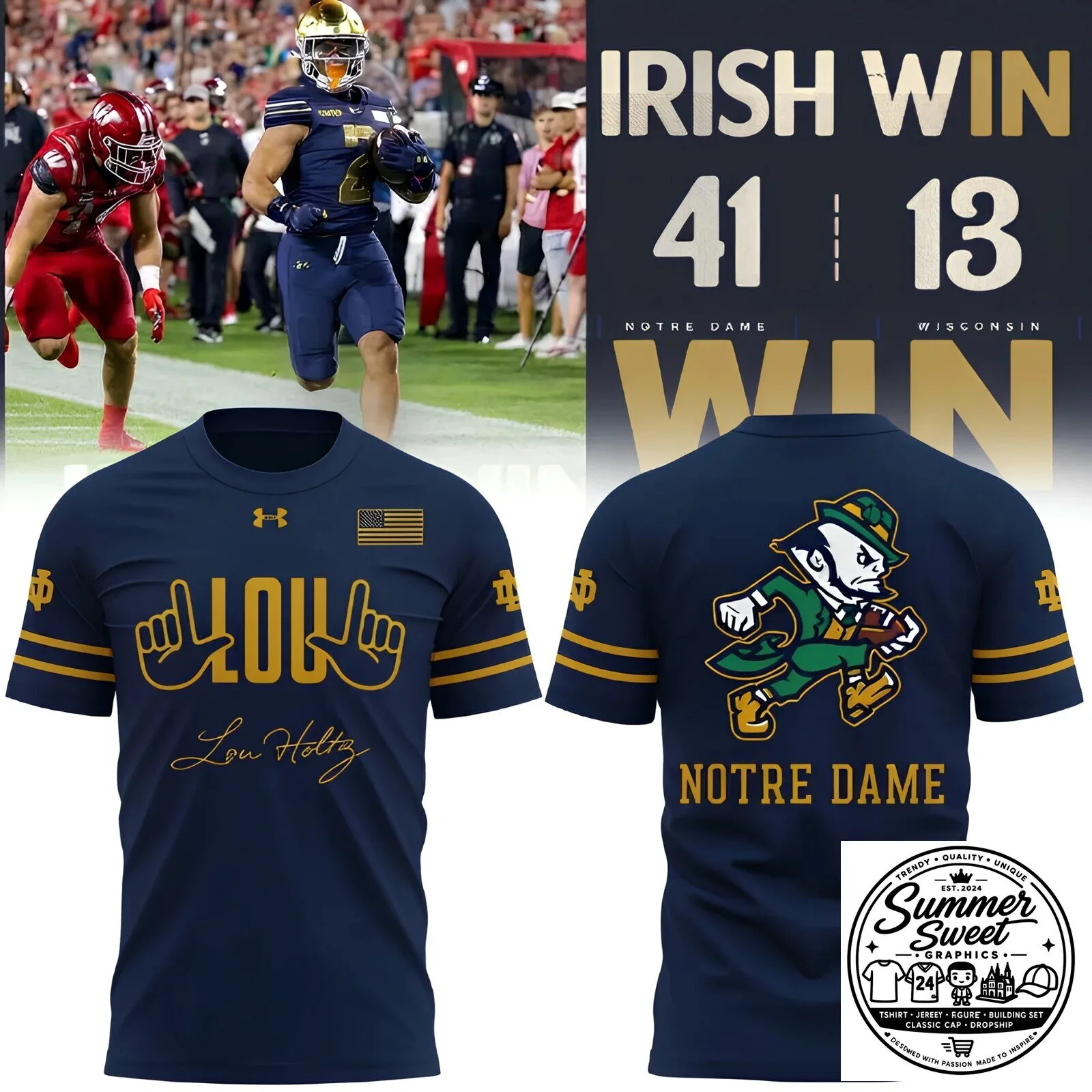 Notre Dame Fighting Irish Shamrock Series Leave No Doubt Football T-Shirt 8 Notre Dame Fighting Irish Shamrock Series Leave No Doubt Football T-Shirt