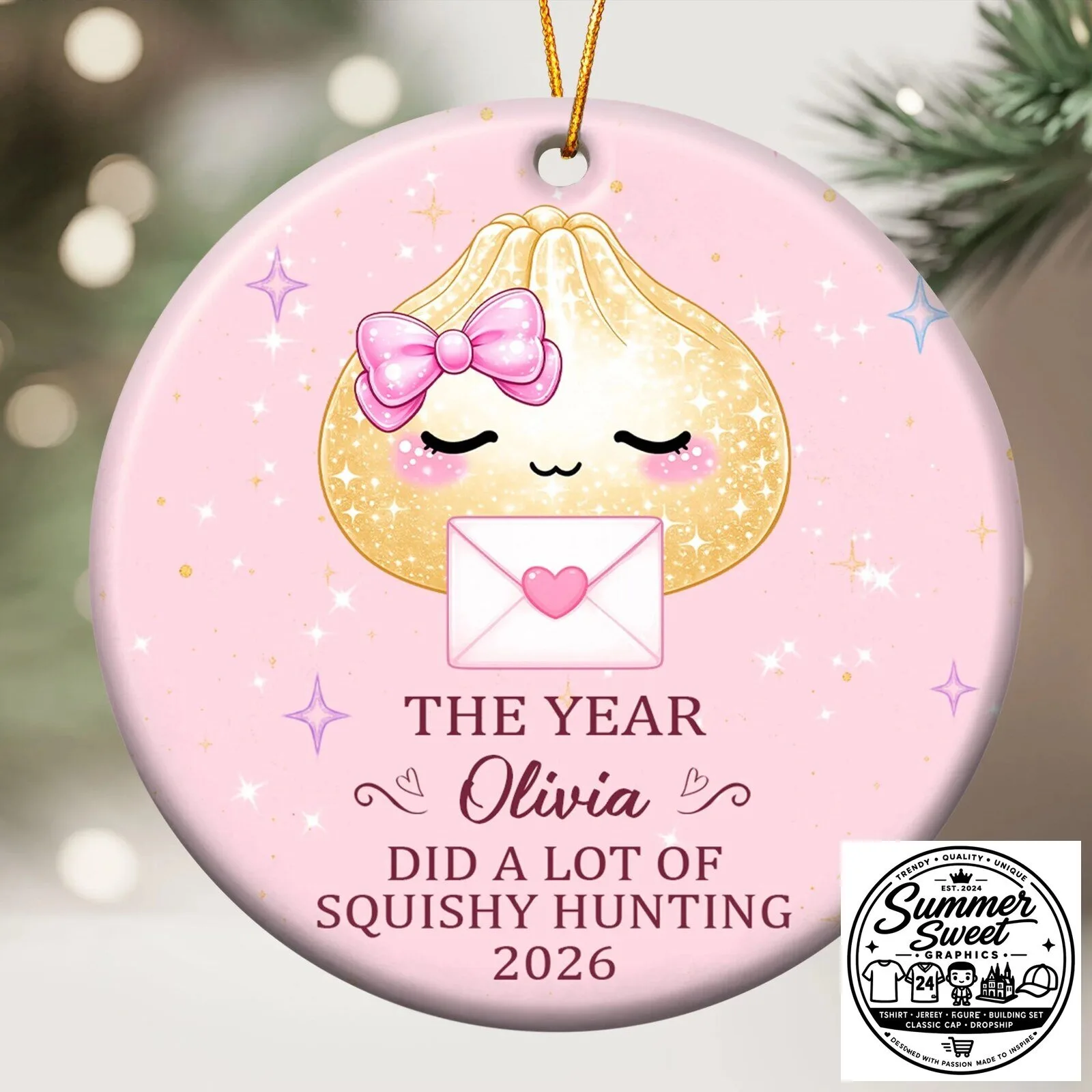 Personalized Squishy Hunting 2026 Dumpling Christmas Ornament