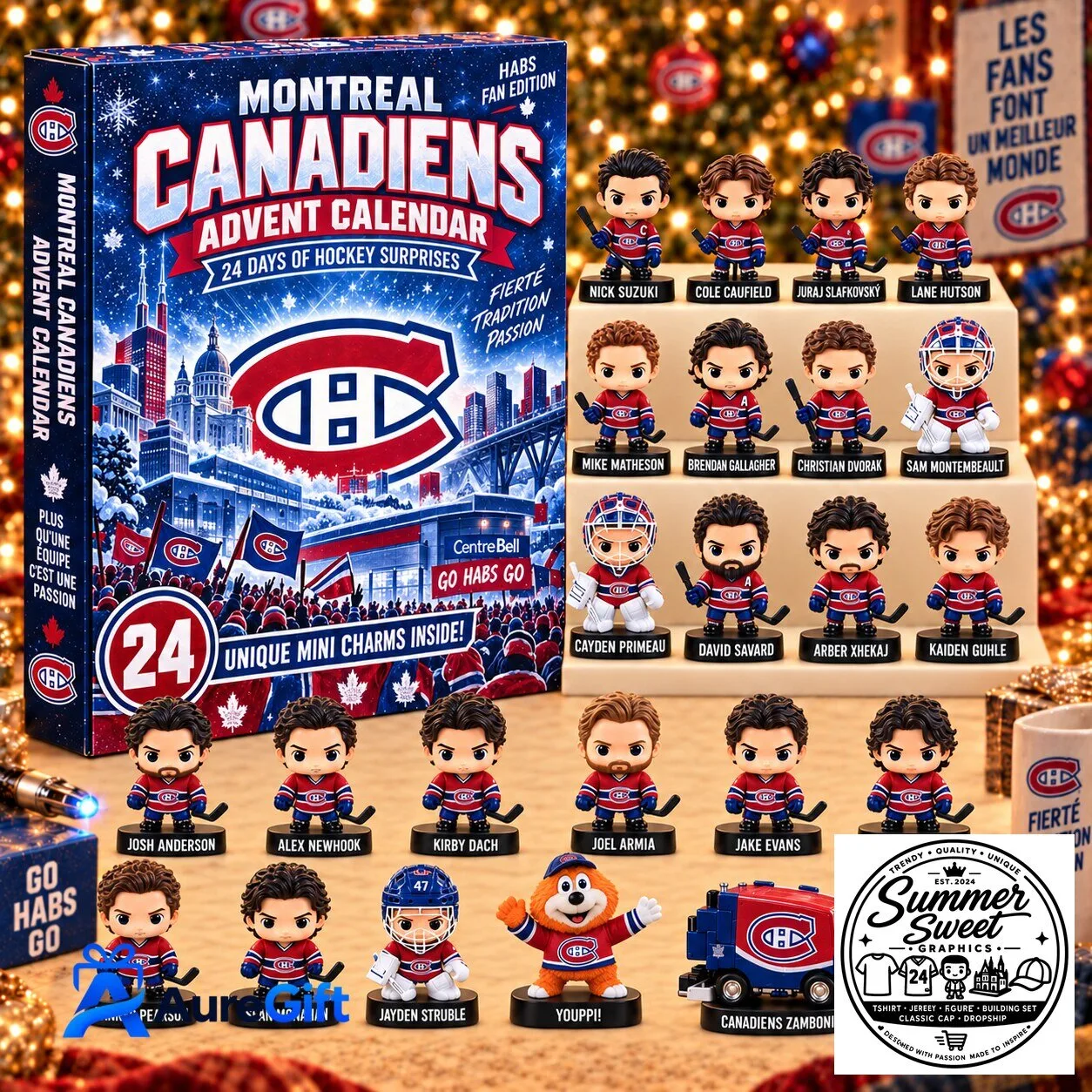 Montreal Canadiens NHL Hockey Team Advent Calendar 24 Days of Hockey Surprises