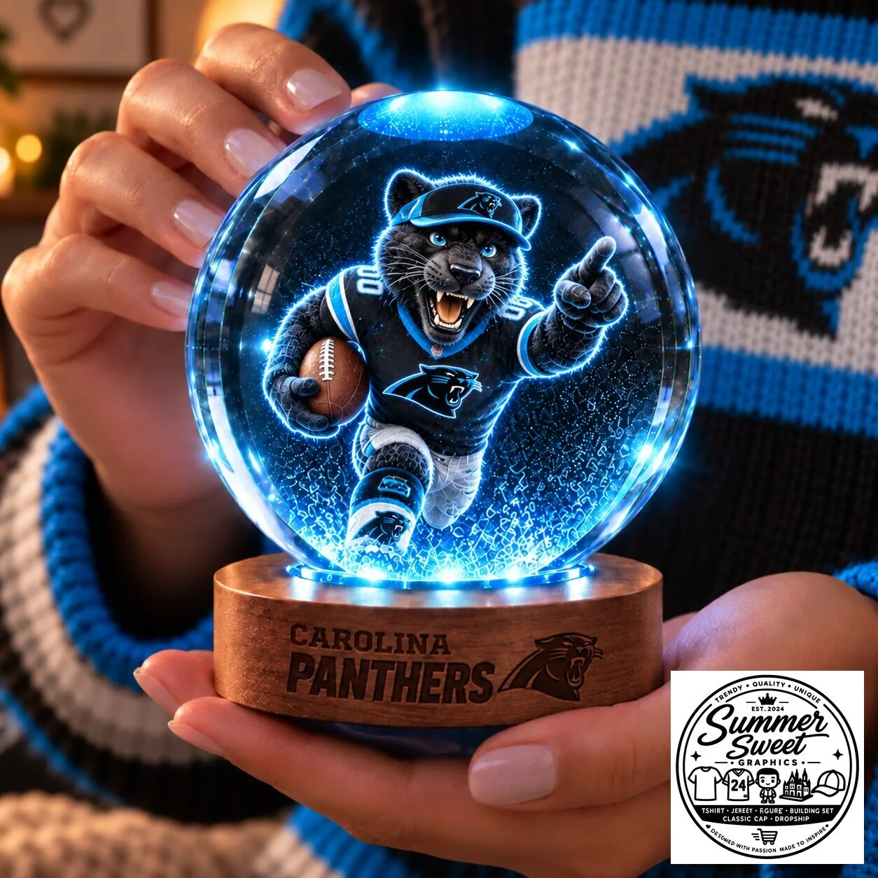 Carolina Panthers National Football League Crystal Ball Night Light