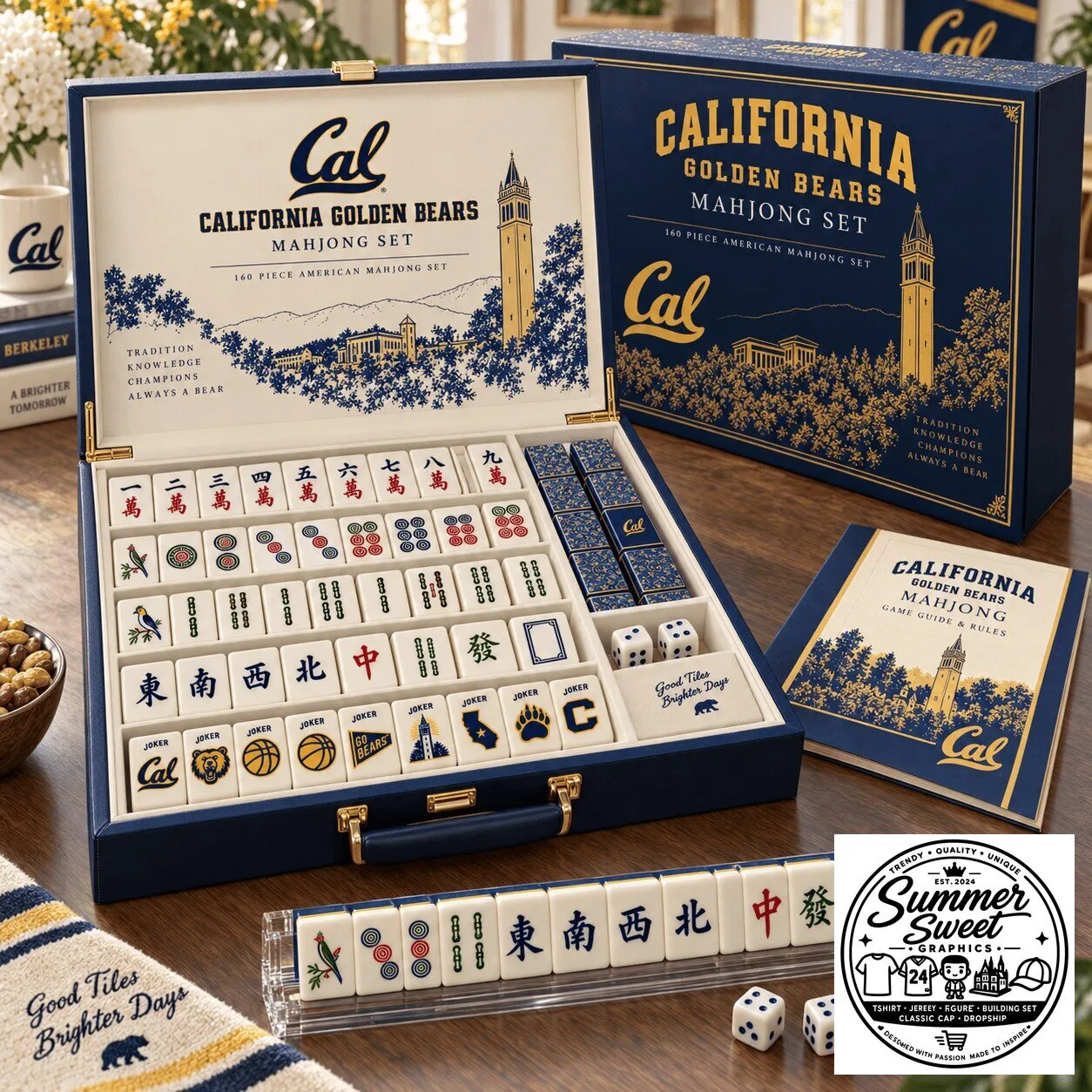 California Golden Bears Mahjong Set with 160 Piece American Mahjong Tiles