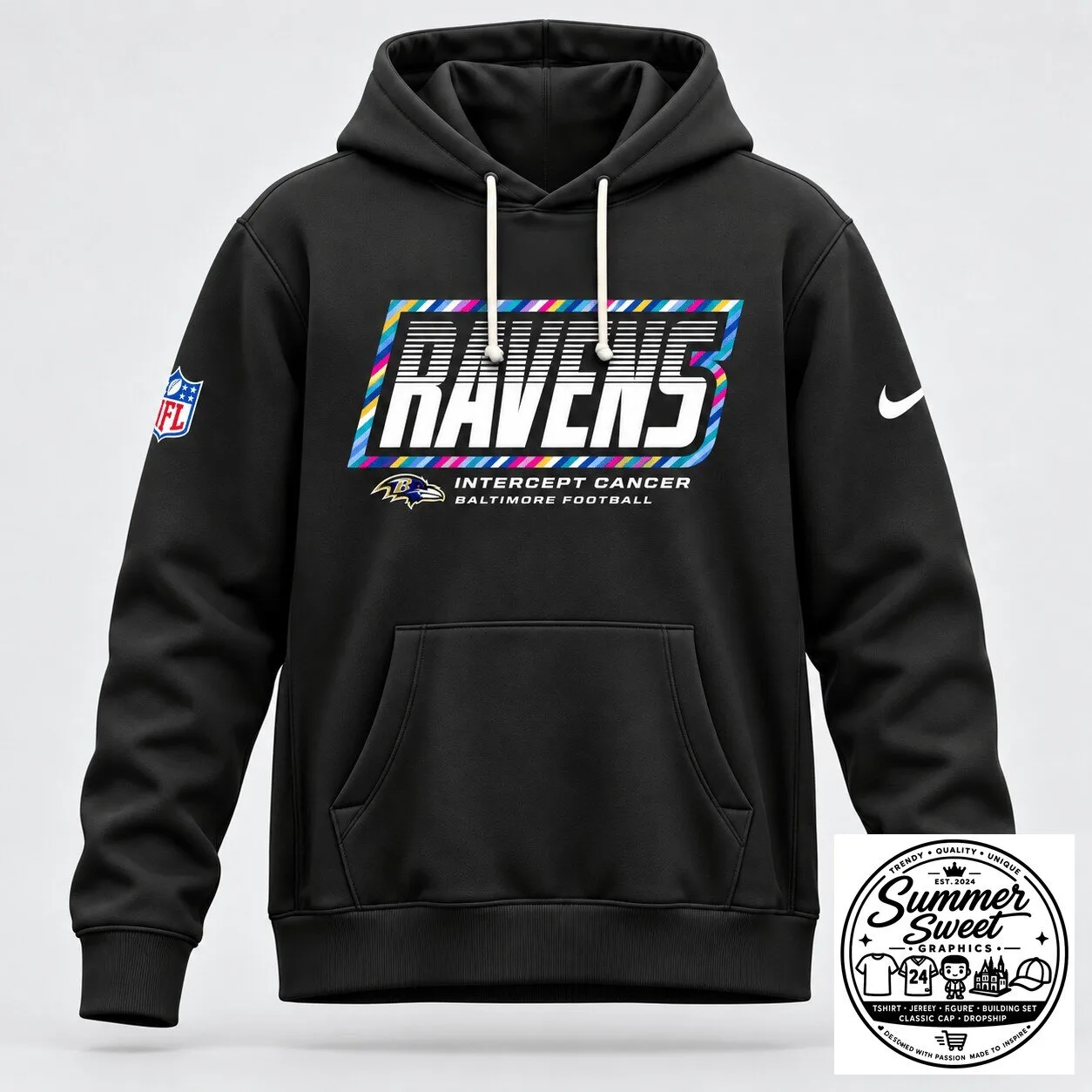 Baltimore Ravens Intercept Cancer Crucial Catch Hoodie