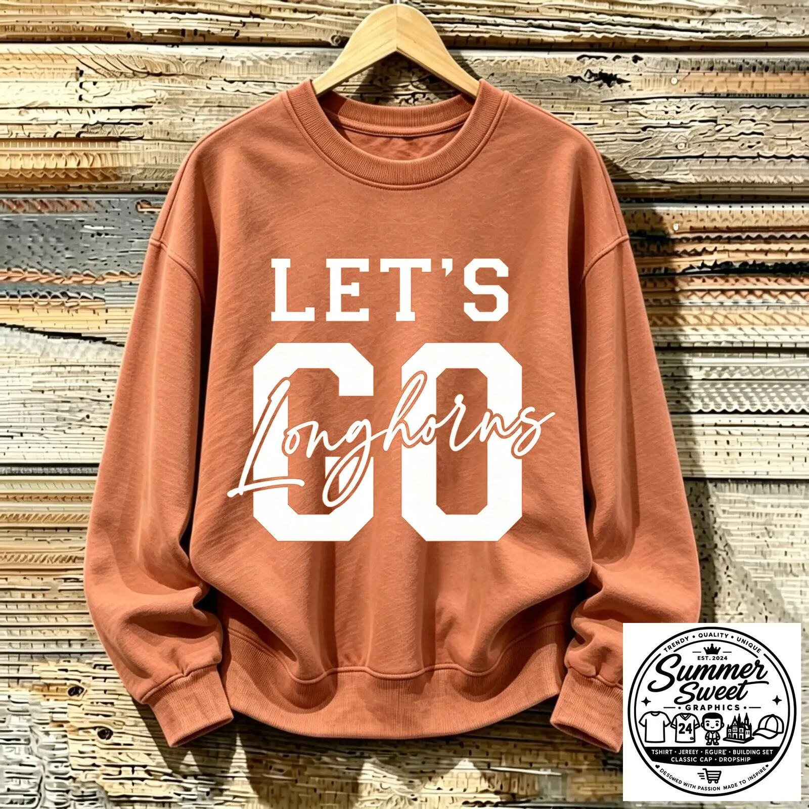 Texas Longhorns Football Let's Go Crewneck Sweatshirt