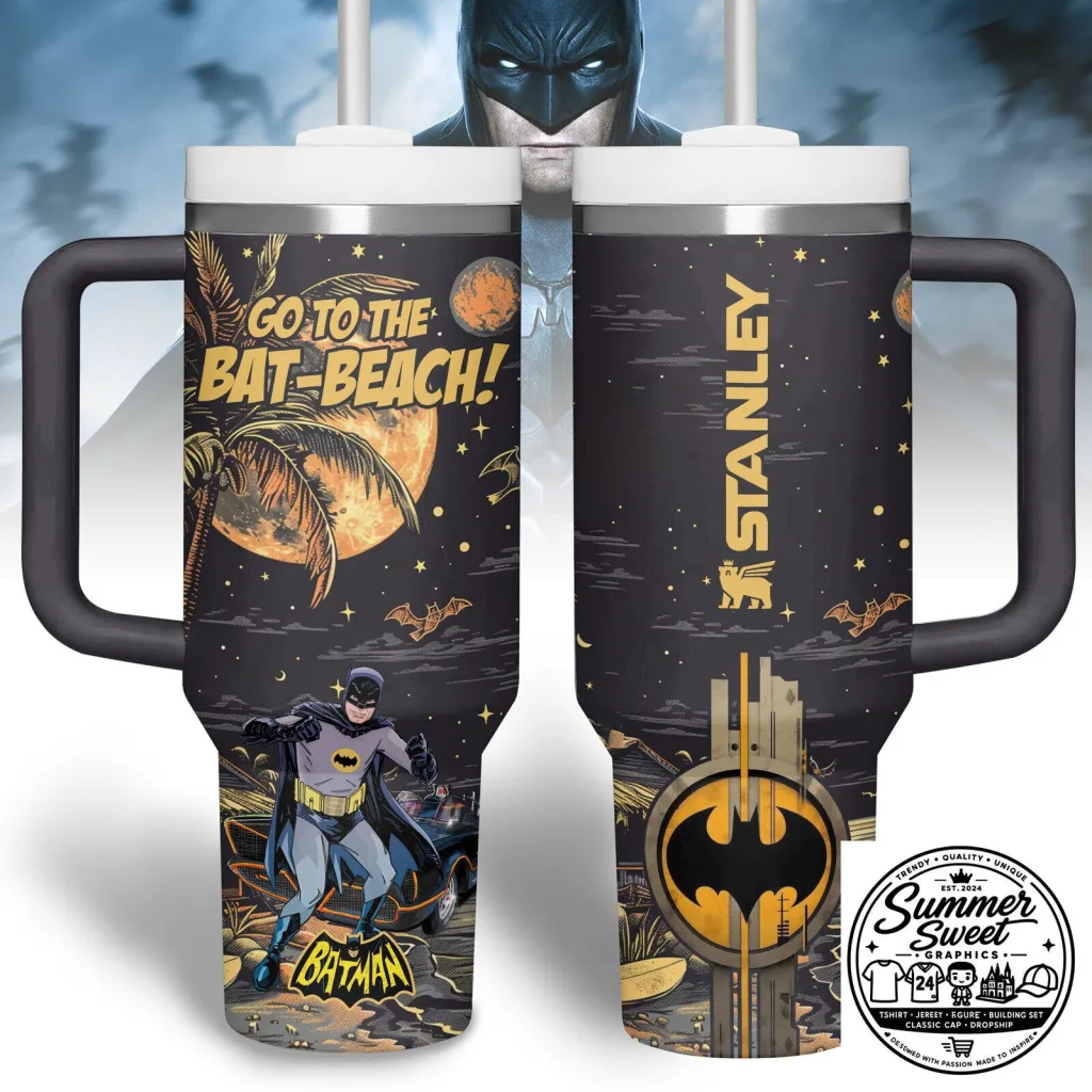 Batman Go To The Bat-Beach Stanley 40oz Tumbler With Handle Batman Go To The Bat-Beach Stanley 40oz Tumbler With Handle
