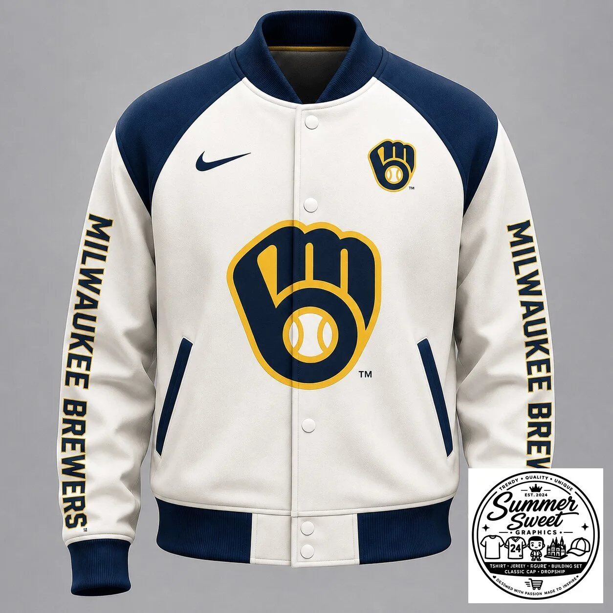 Milwaukee Brewers Baseball Team Varsity Jacket