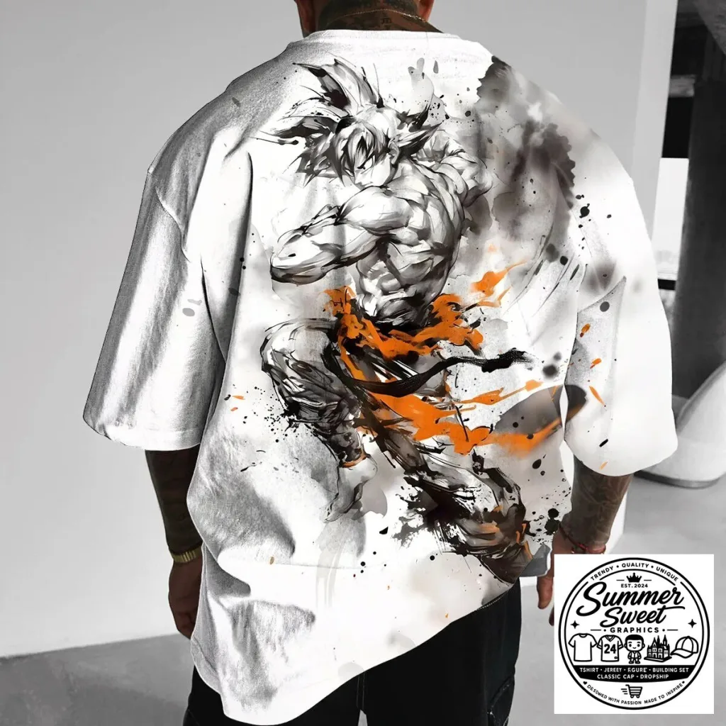 Dragon Ball Z Son Goku Super Saiyan Anime Art Graphic Print T-Shirt Dragon Ball Z Son Goku Super Saiyan Anime Art Graphic Print T-Shirt
