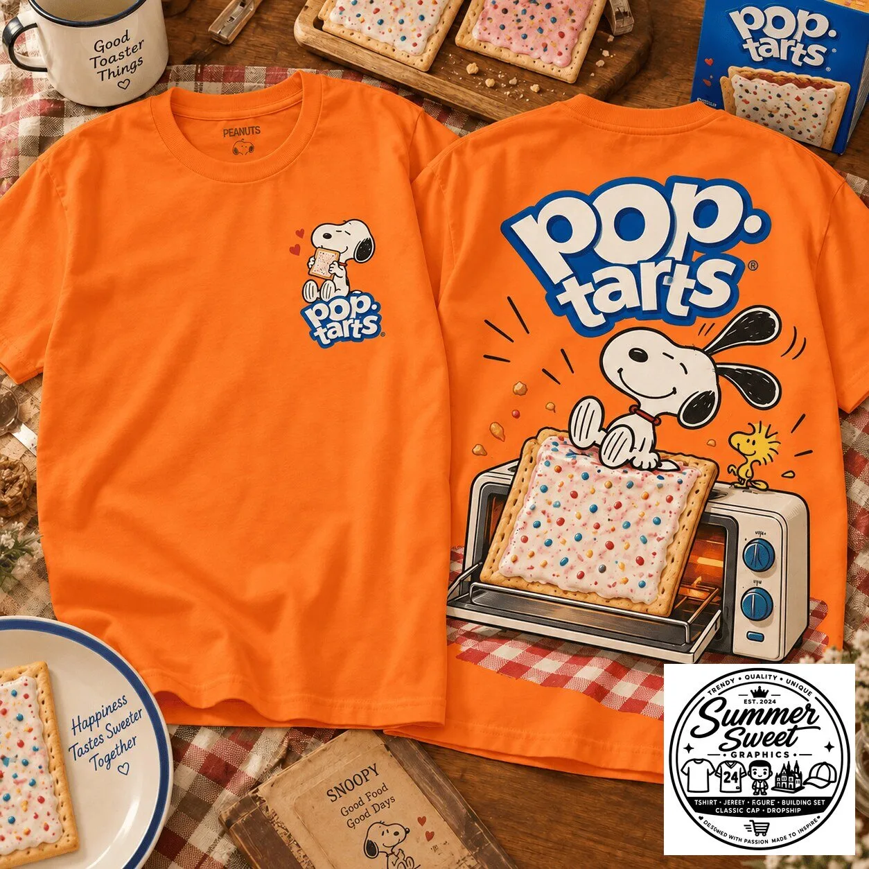 Pop-Tarts Snoopy Character Toaster Pastry Orange Graphic T-Shirt